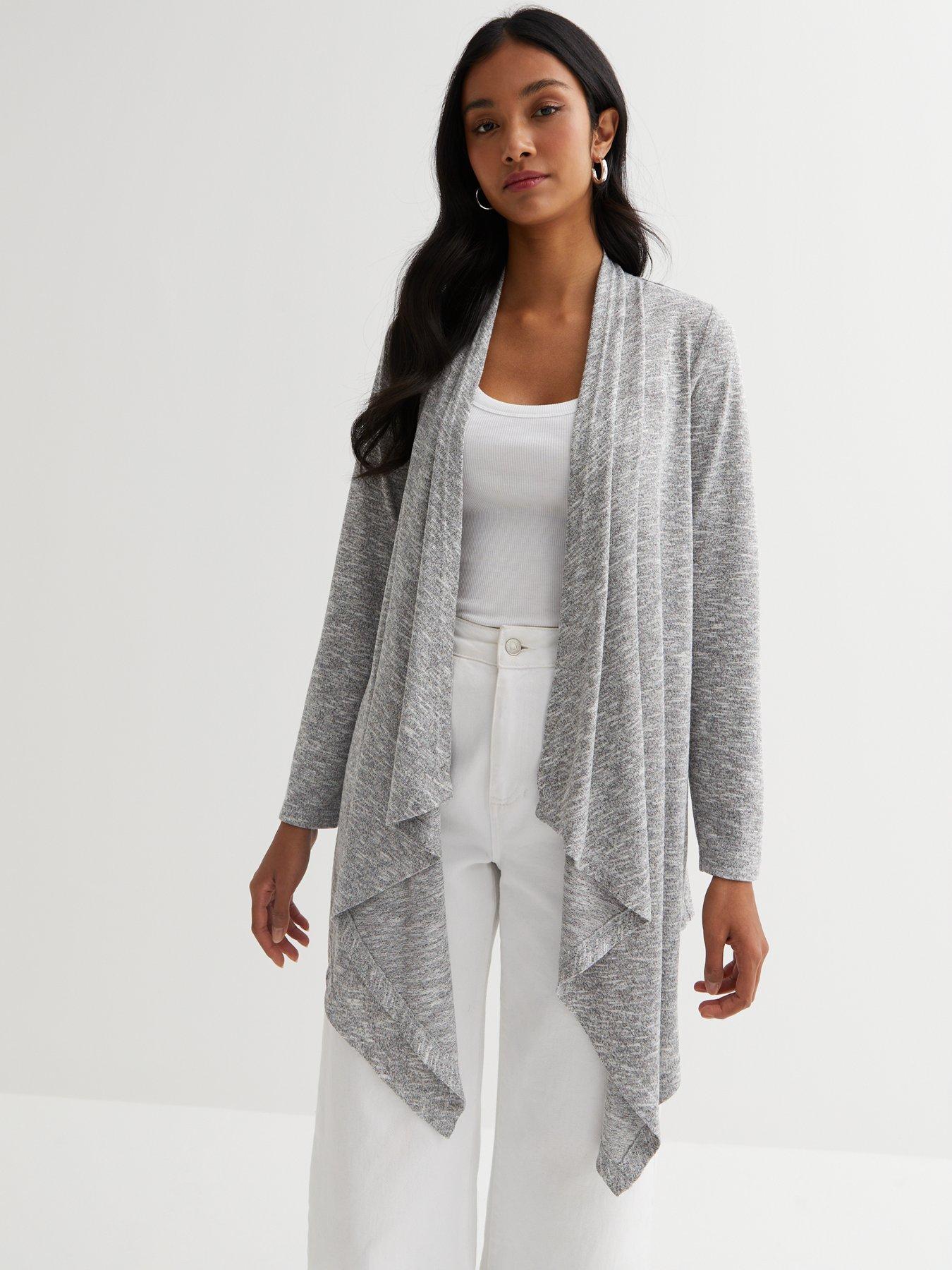 New Look Pale Grey Fine Knit Waterfall Cardigan | Very Ireland