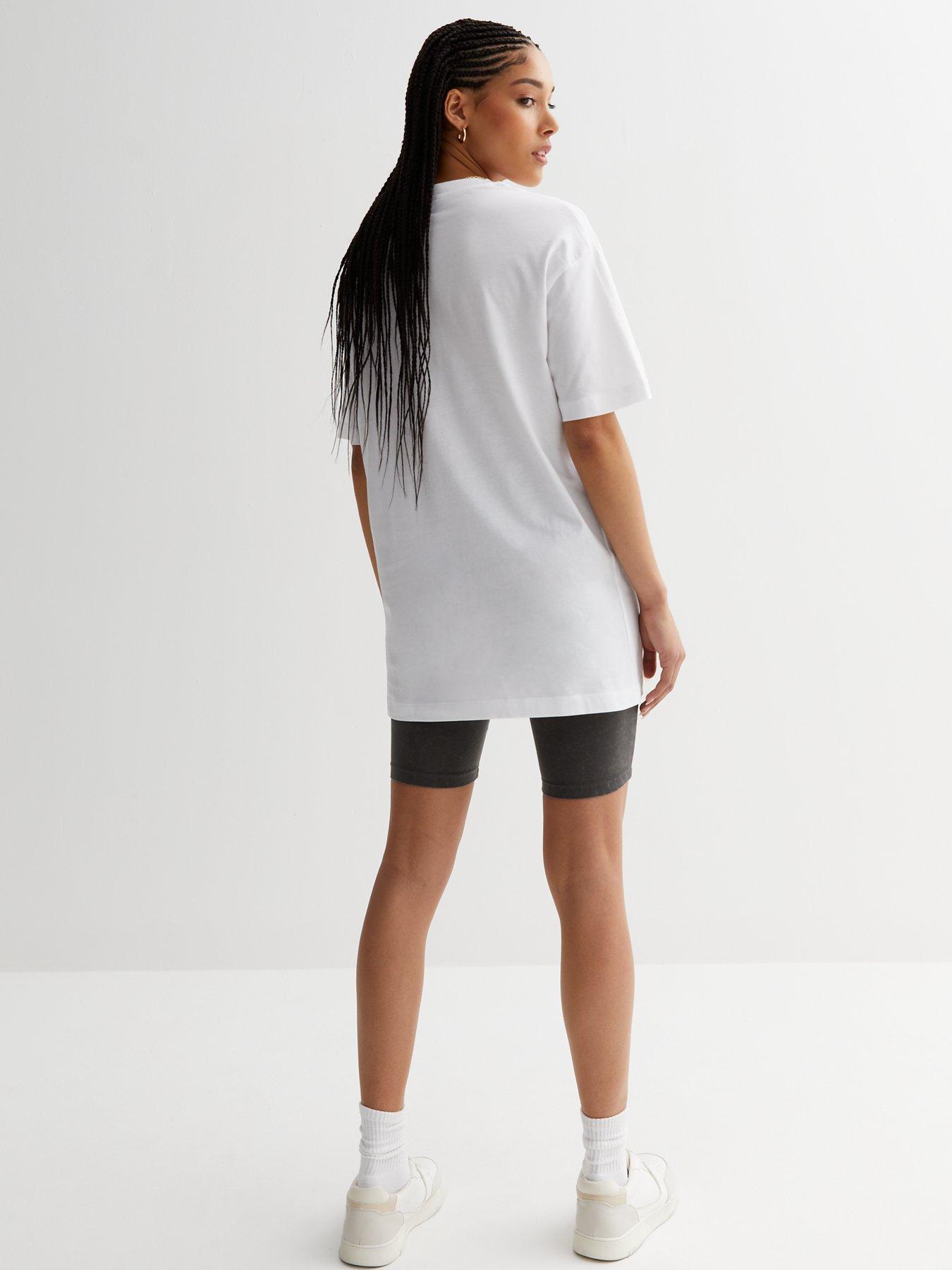 white mini cycling shorts