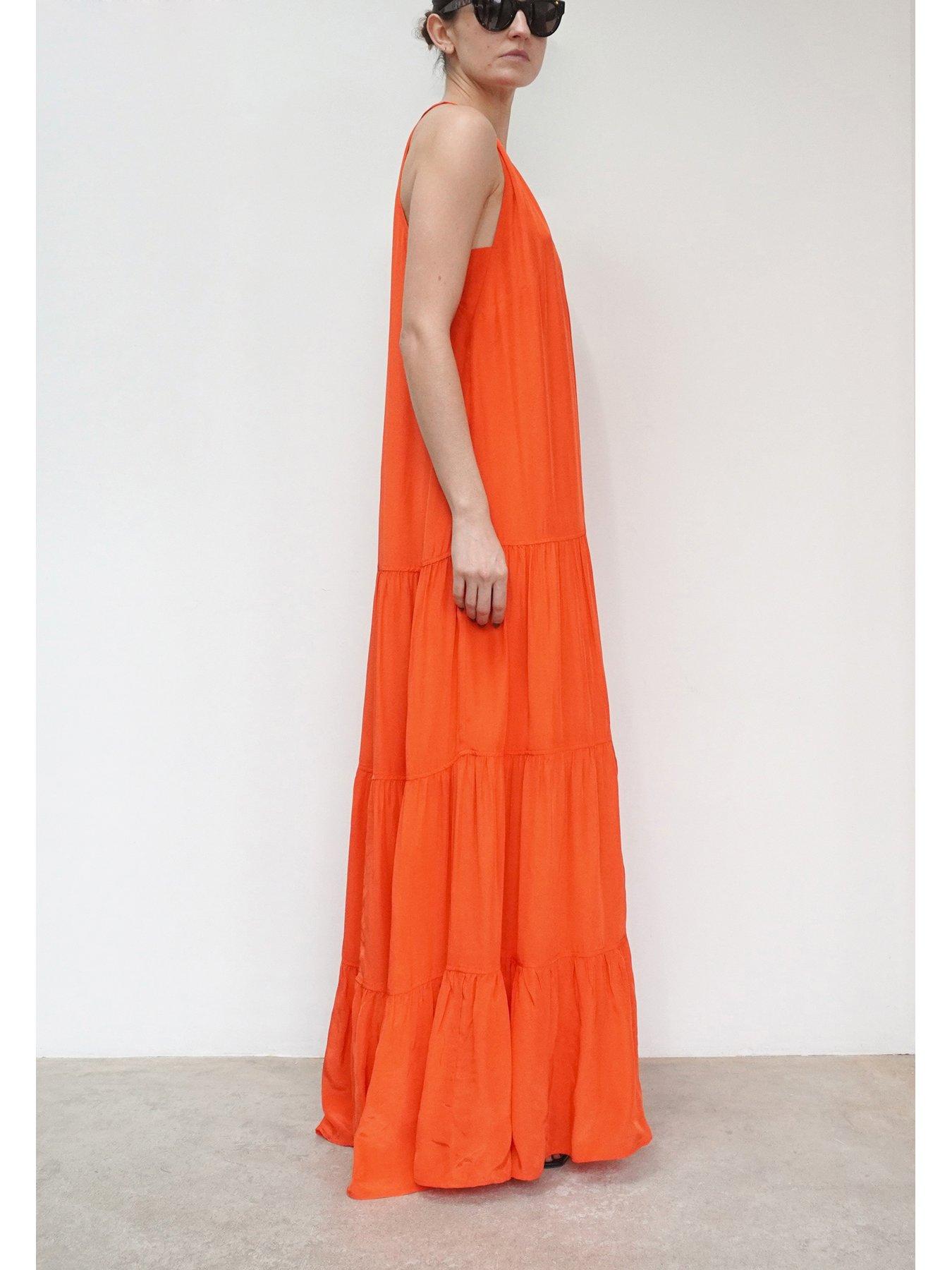 Image 3 of 6 of Religion Tiered Halter Neck Maxi Dress - Orange