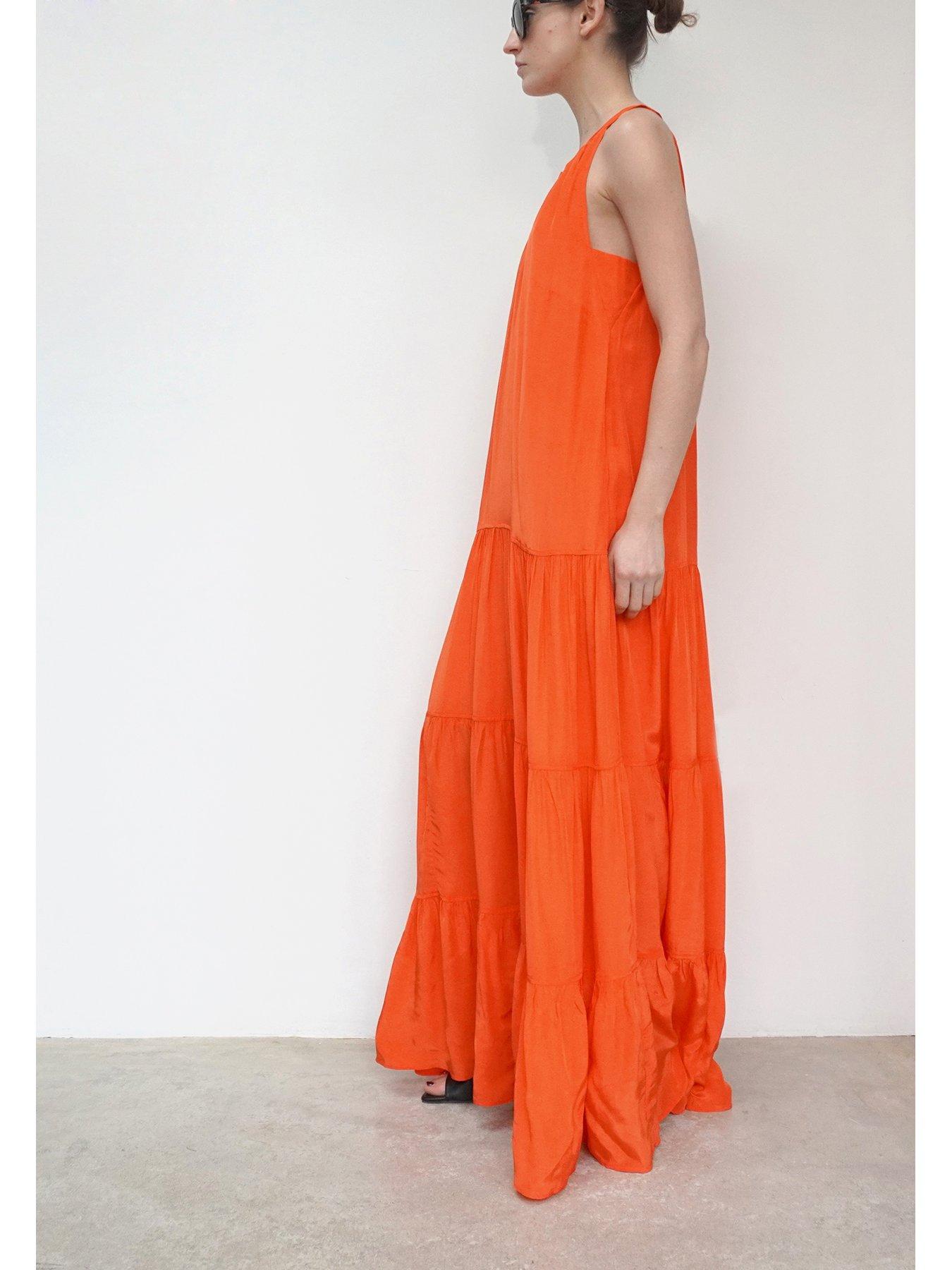 Image 5 of 6 of Religion Tiered Halter Neck Maxi Dress - Orange