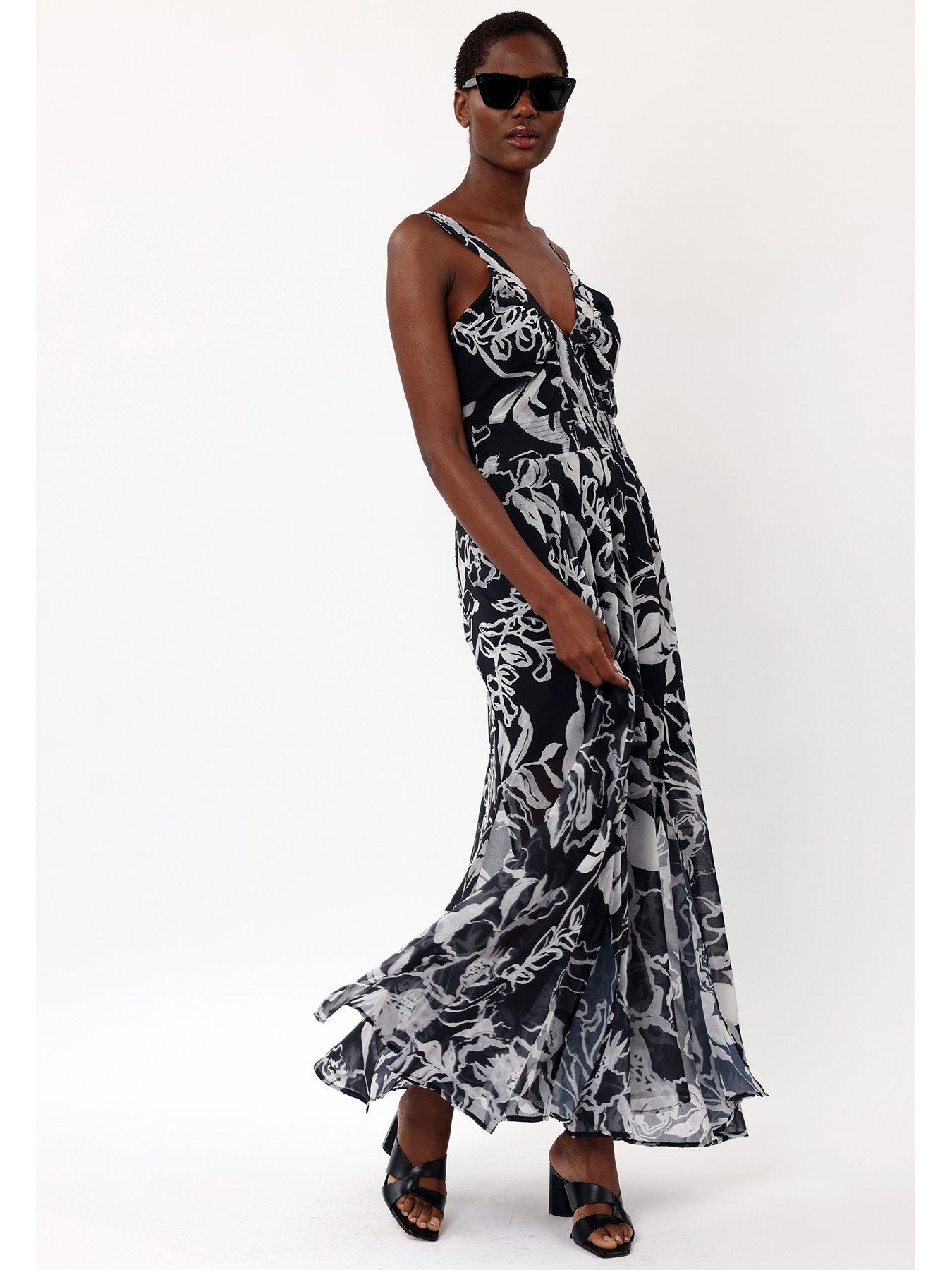 Religion Abstract Printed Maxi Dress - Black