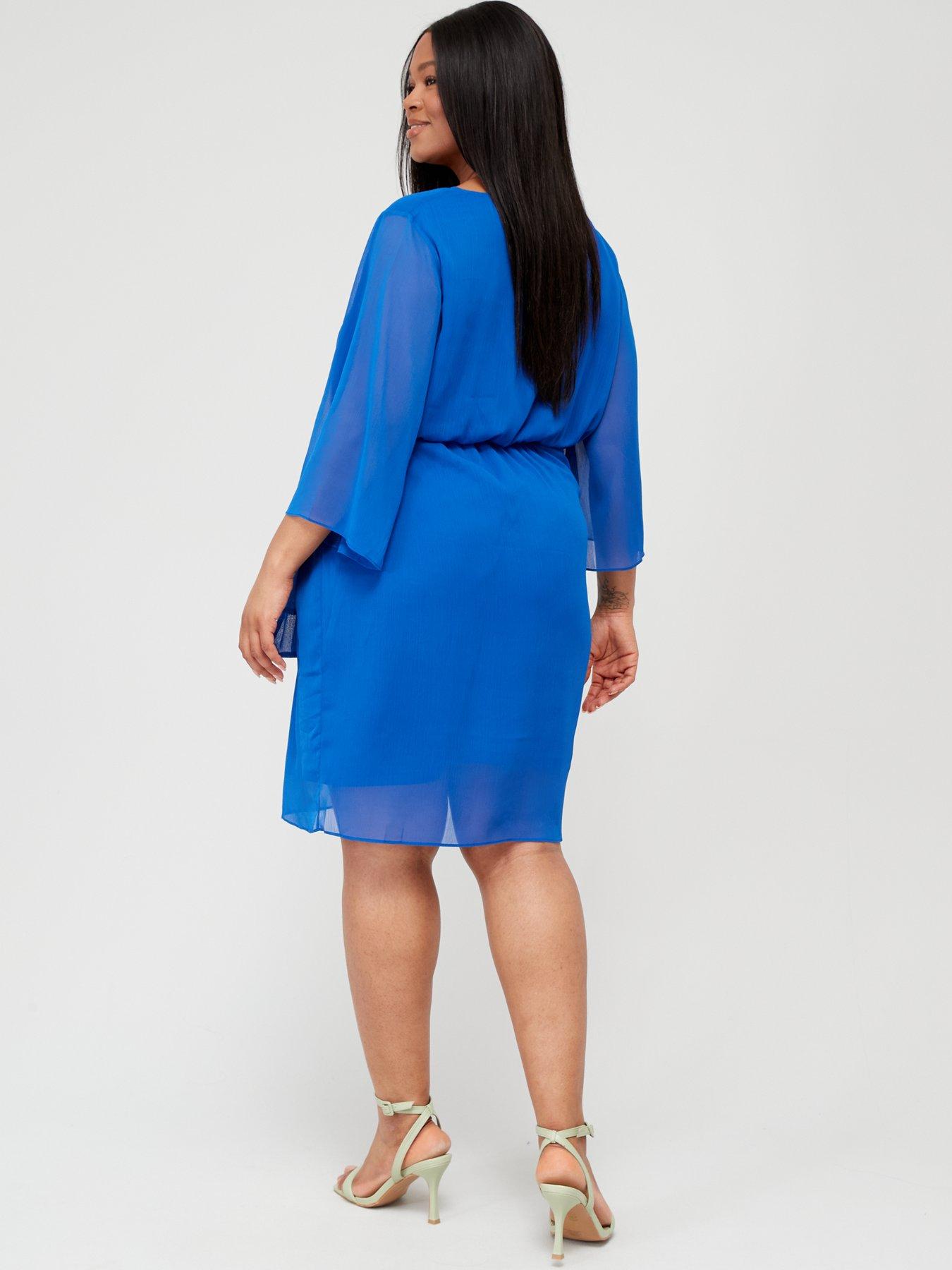 Image 2 of 5 of City Chic Softly Wrap Dress - Blue
