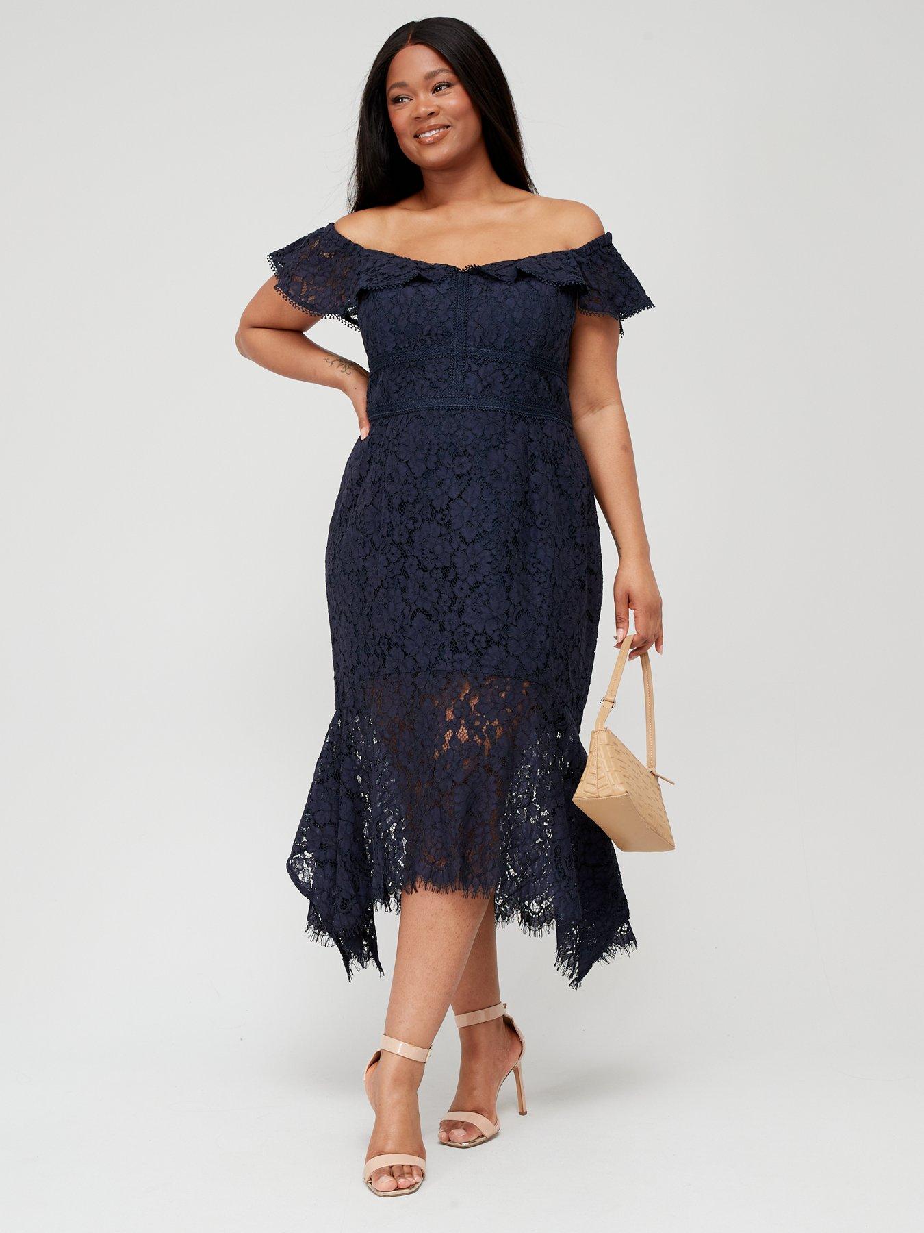 Image 1 of 5 of City Chic Angel Lace&nbsp;Dress - Navy