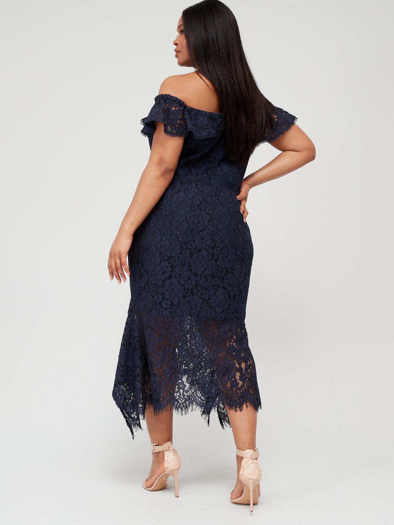 Image 2 of 5 of City Chic Angel Lace&nbsp;Dress - Navy