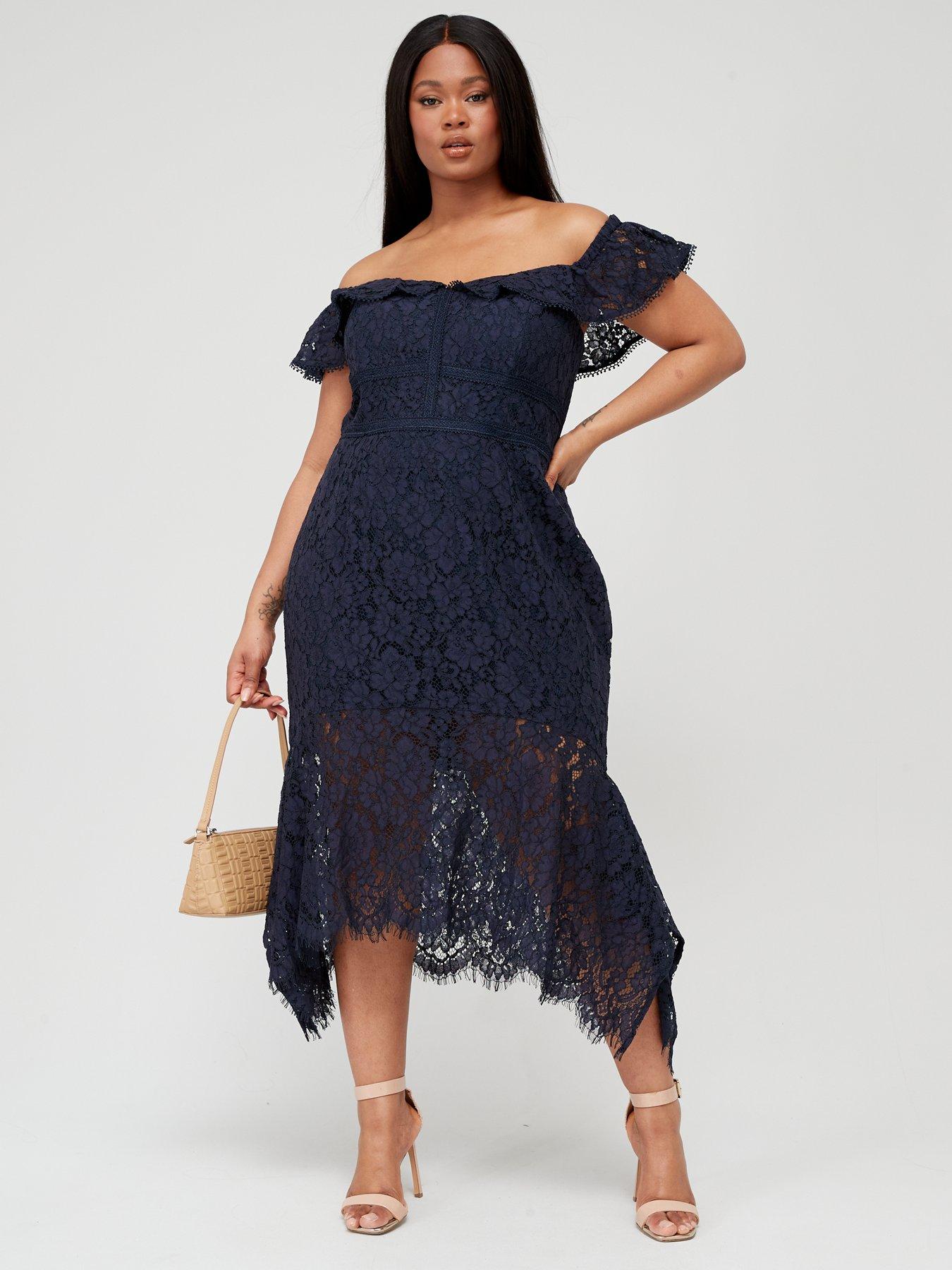 Image 3 of 5 of City Chic Angel Lace&nbsp;Dress - Navy