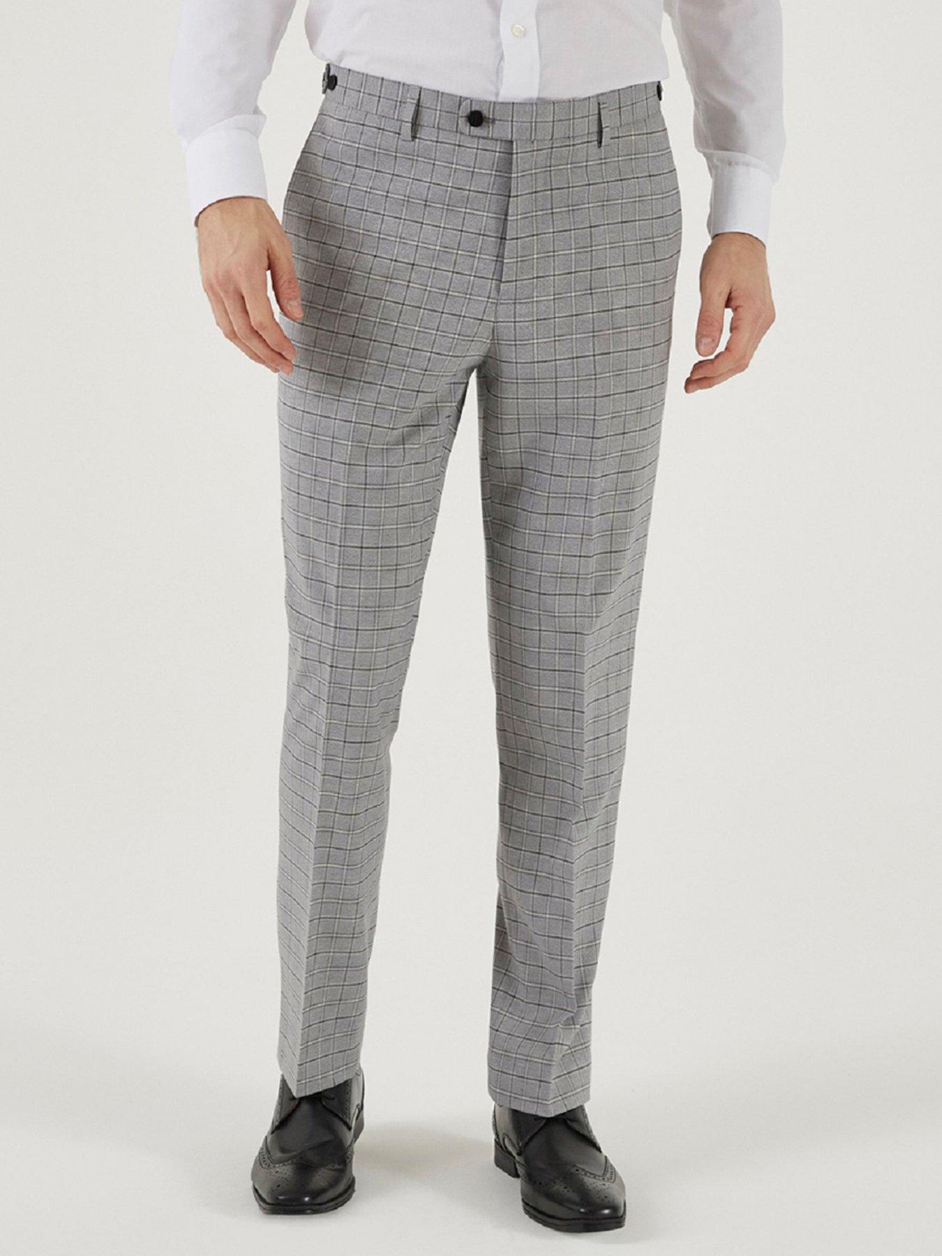 Image 1 of 4 of Skopes Brook Tailored Check Trousers - Light Grey