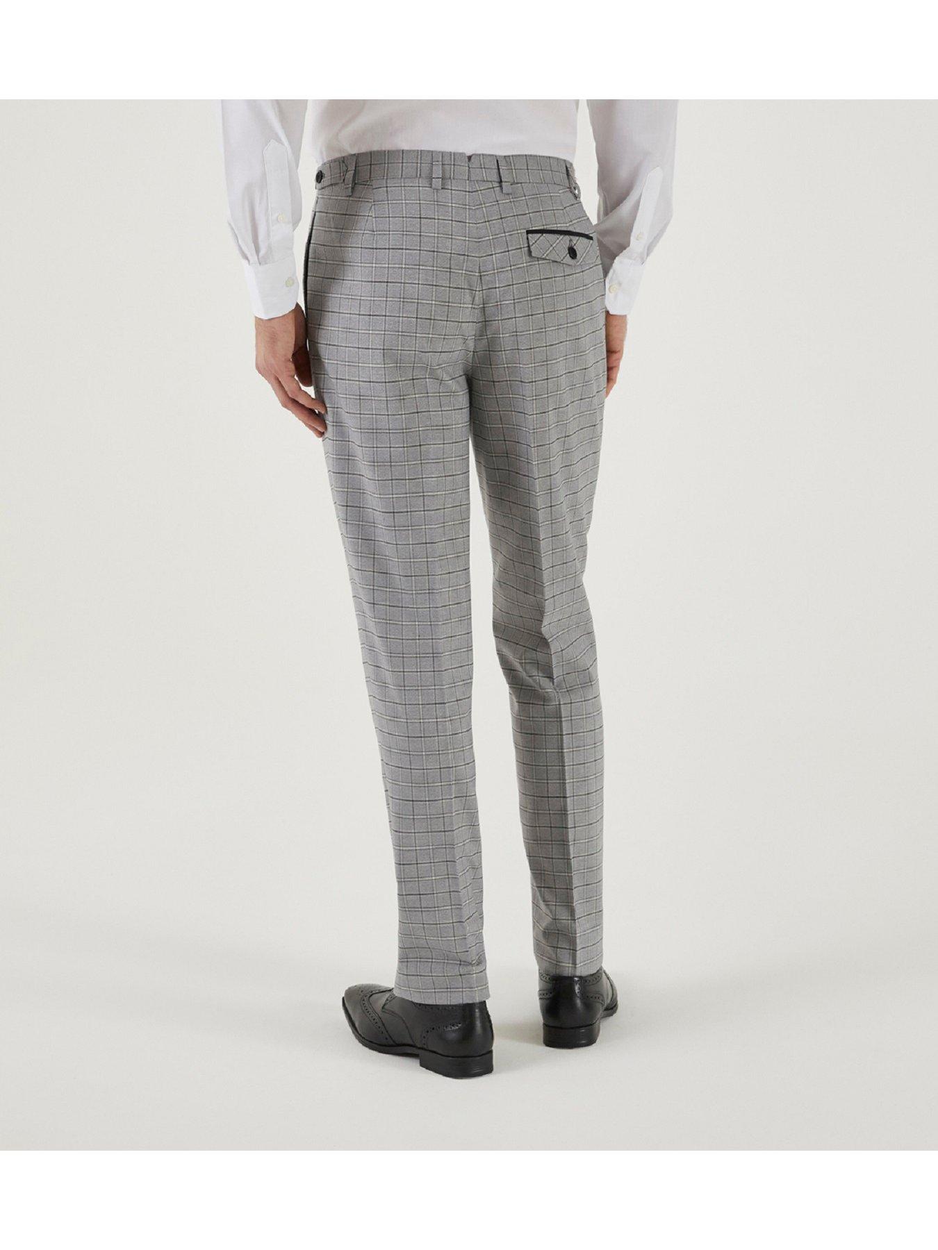 Image 2 of 4 of Skopes Brook Tailored Check Trousers - Light Grey