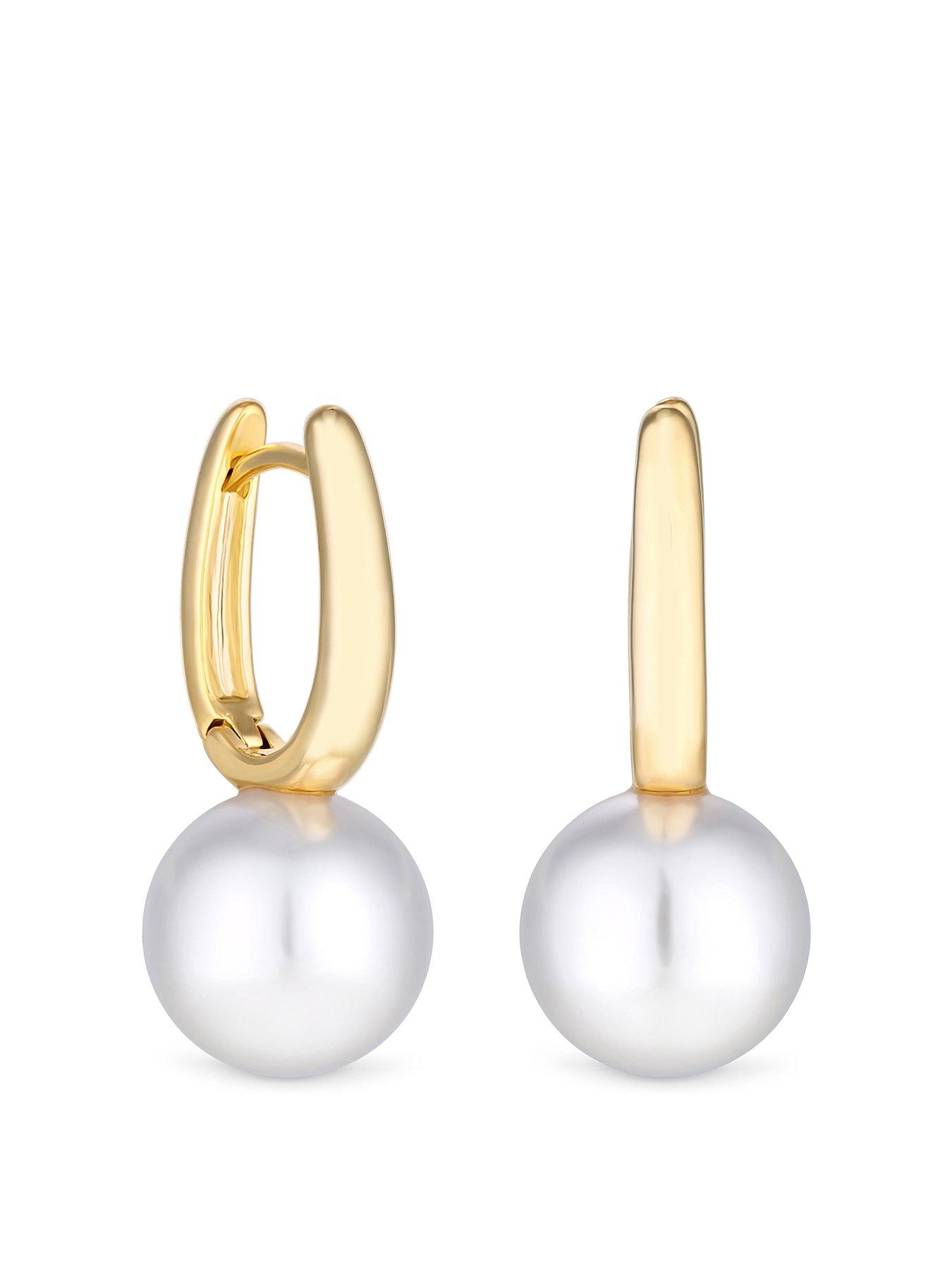 Jon Richard Jon Richard Gold Plated Pearl Drop Hoop Earrings