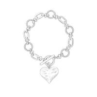 Mood Silver Molten Heart Ball Chain Bracelet