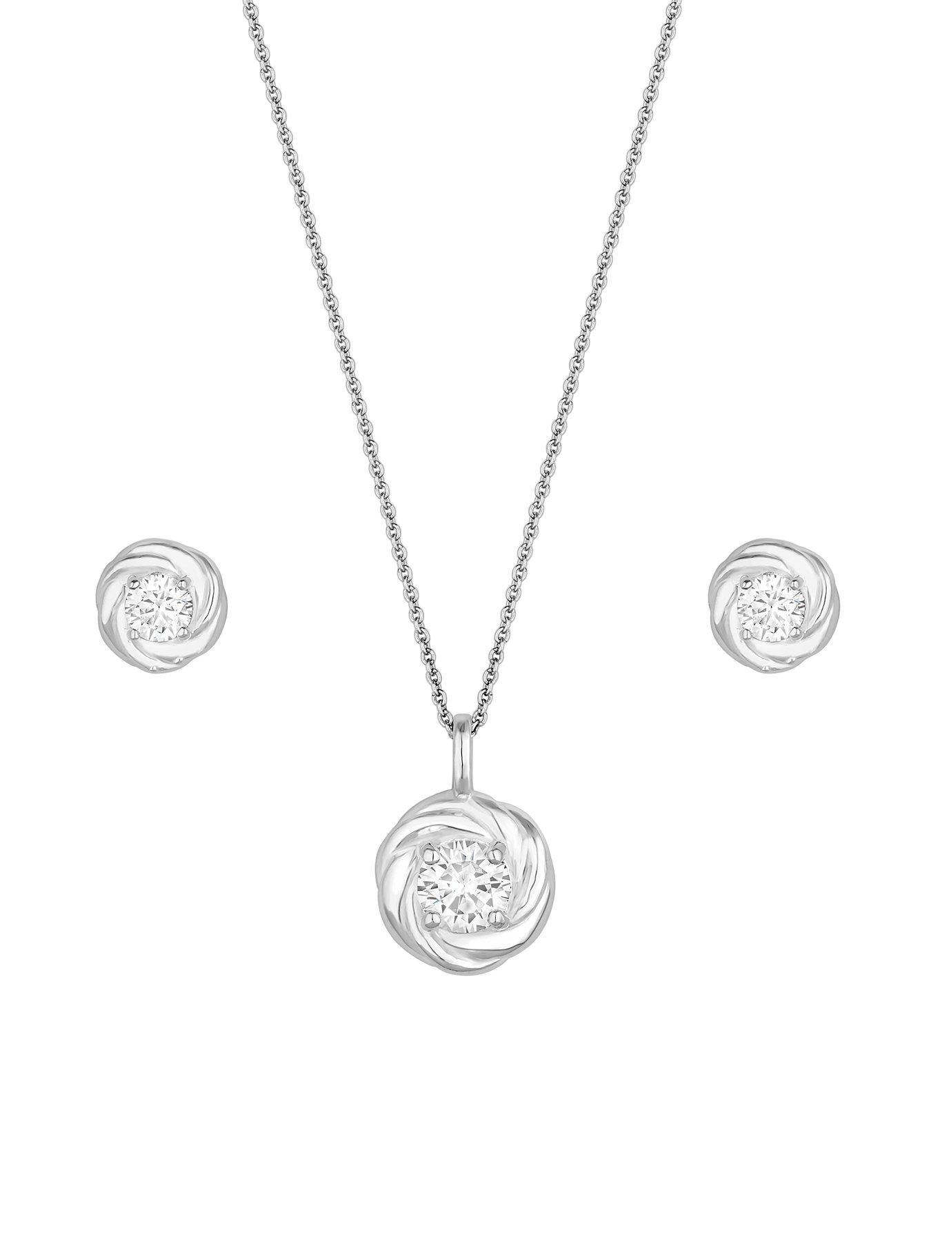 Image 2 of 2 of Simply Silver Sterling Silver 925 Cubic Zirconia Knot Set - Gift Boxed