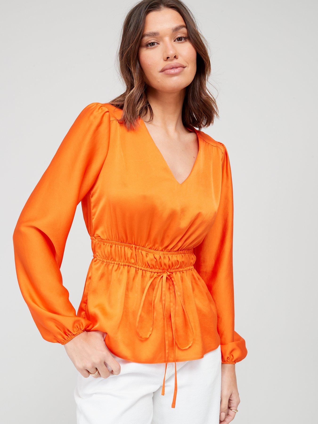 Satin orange blouse clearance