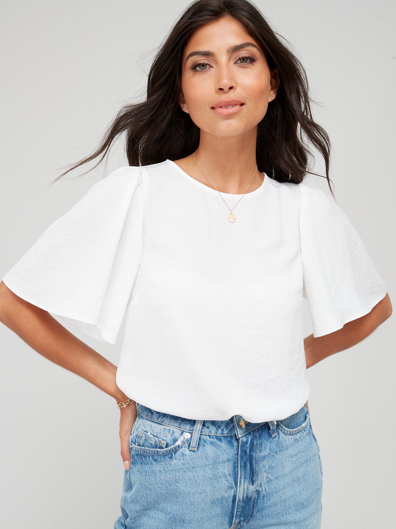 The Very Collection Angel Sleeve Blouse - White