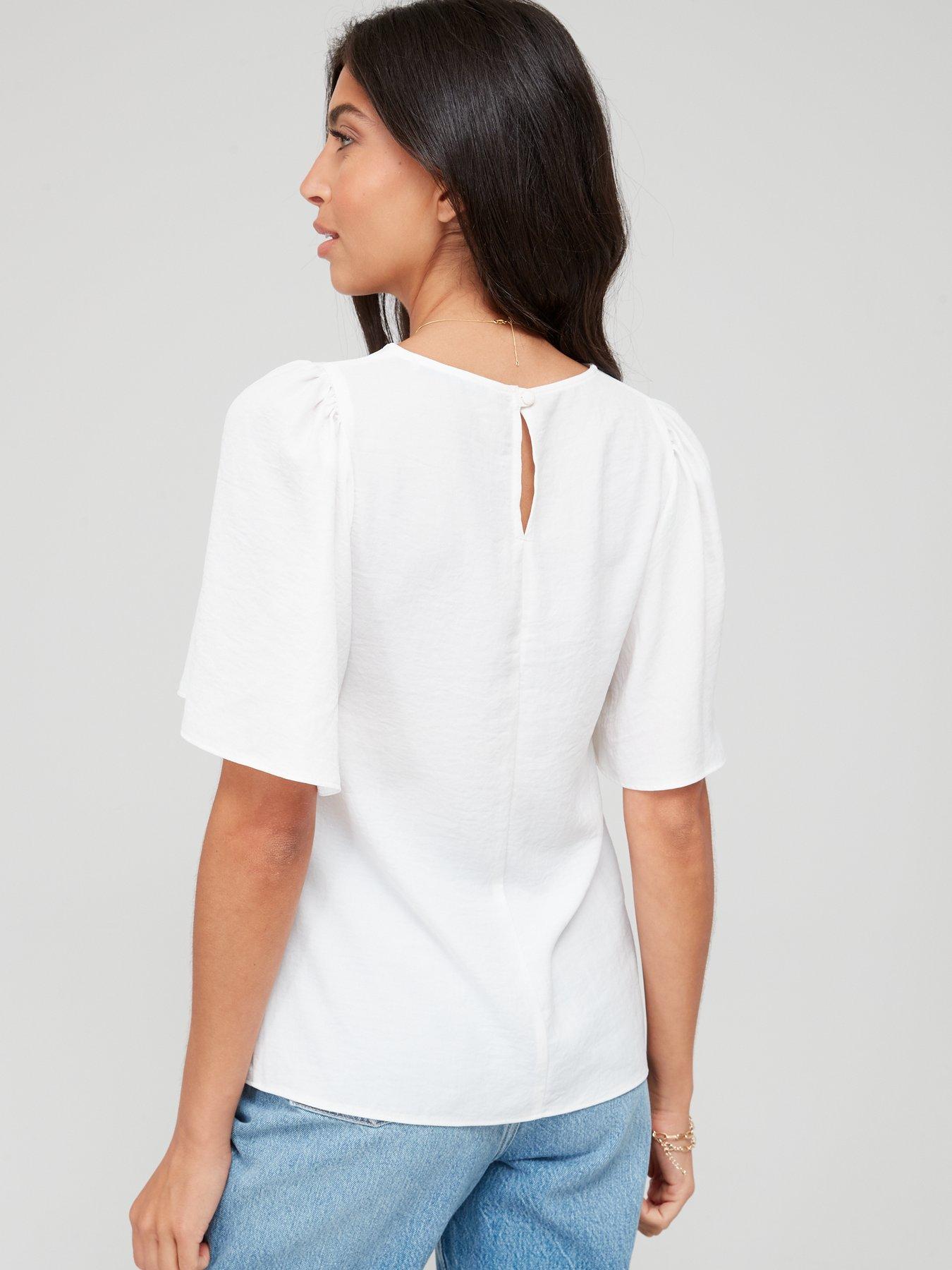 Image 2 of 6 of The Very Collection Angel Sleeve Blouse&nbsp;- White