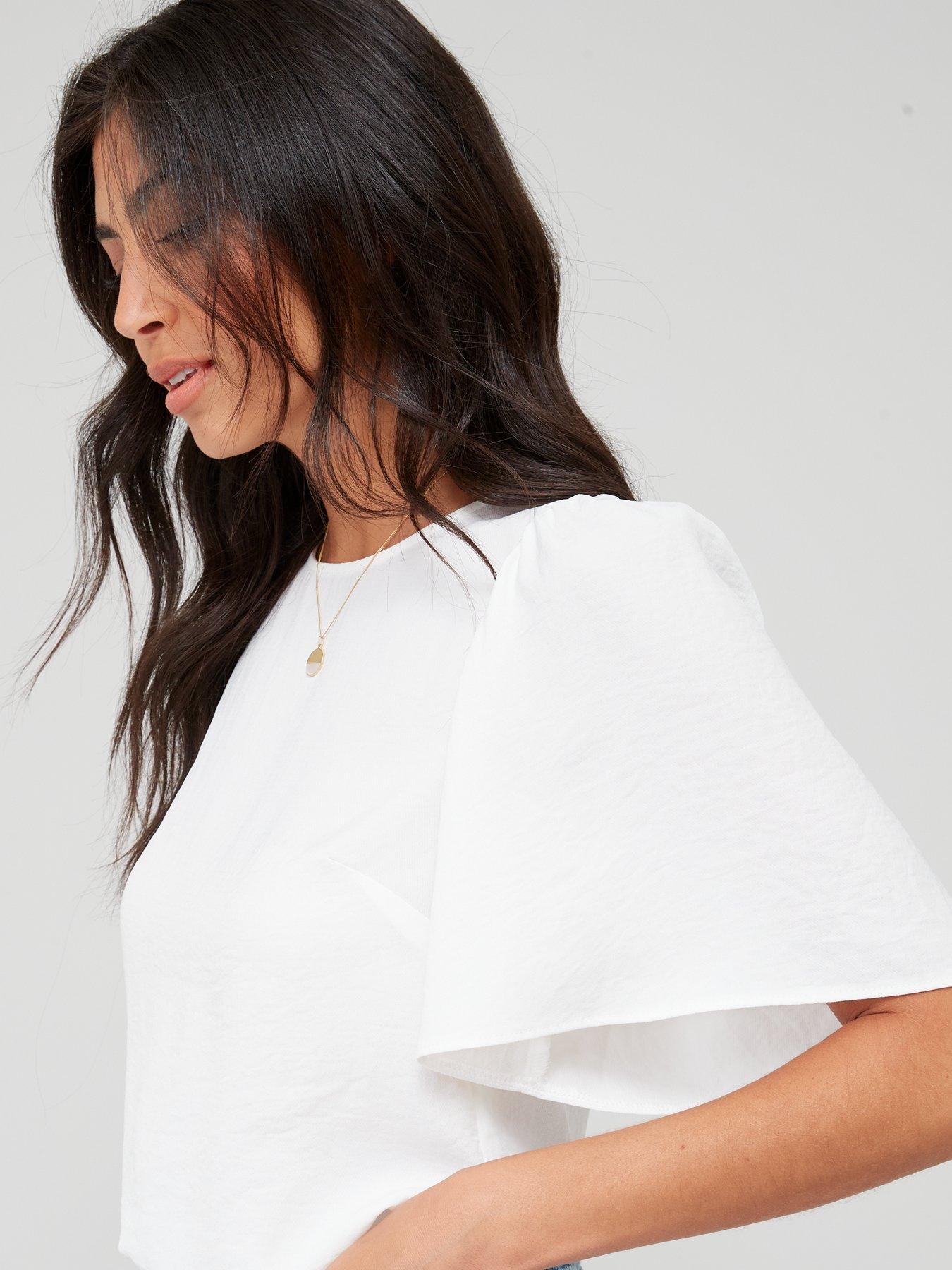 Image 4 of 6 of The Very Collection Angel Sleeve Blouse&nbsp;- White