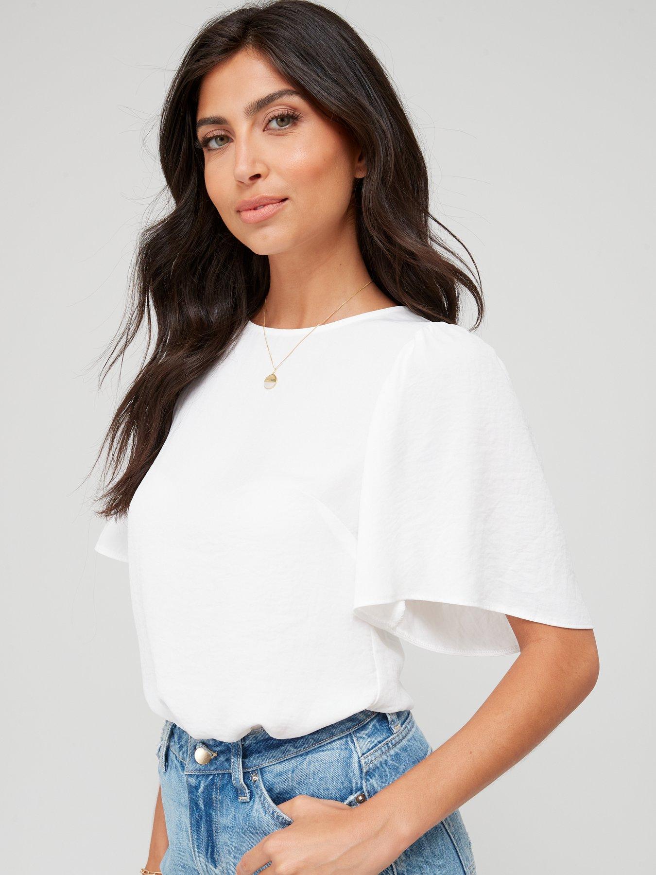the-very-collection-angel-sleeve-blousenbsp--whitedetail
