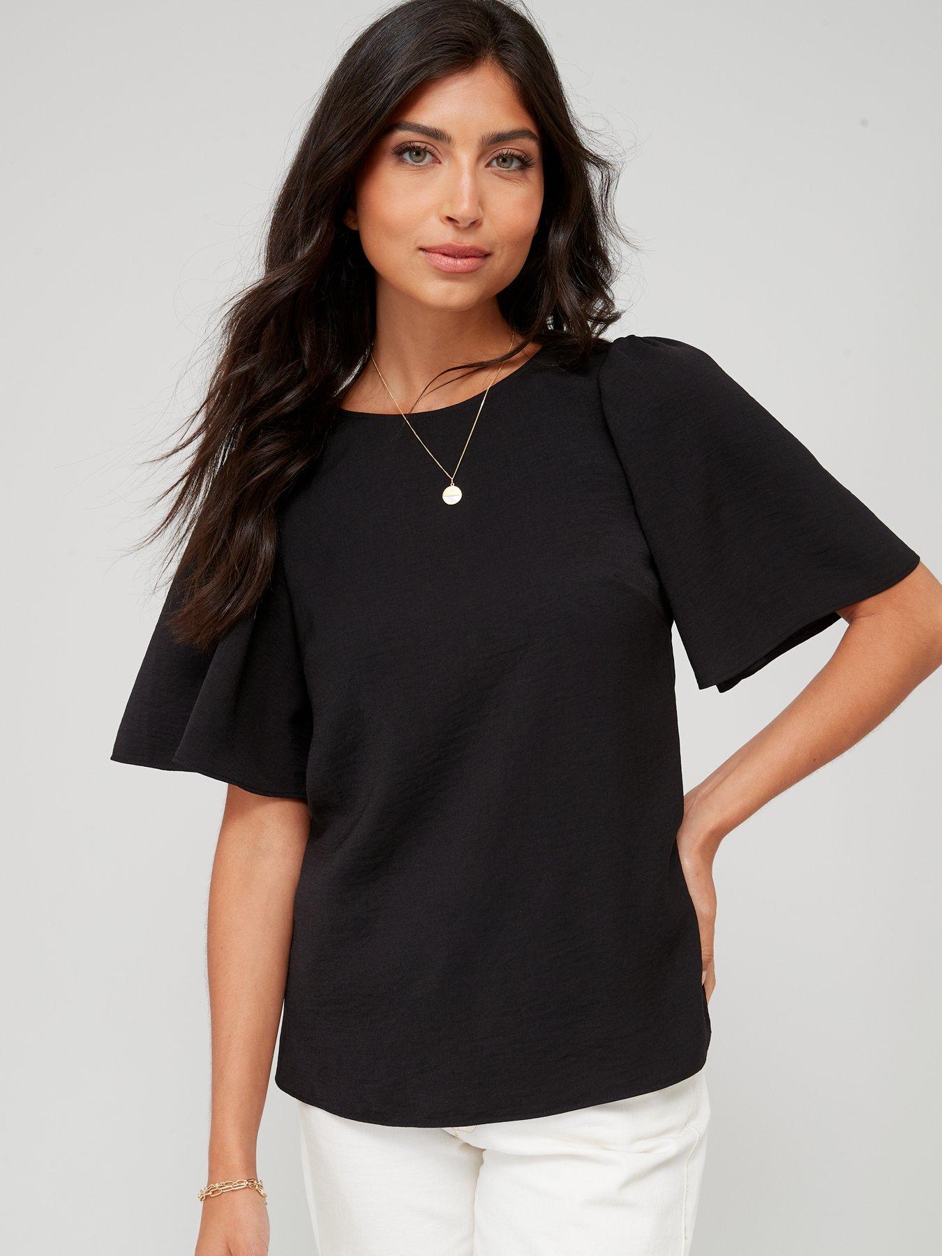 The Very Collection Angel Sleeve Blouse - Black