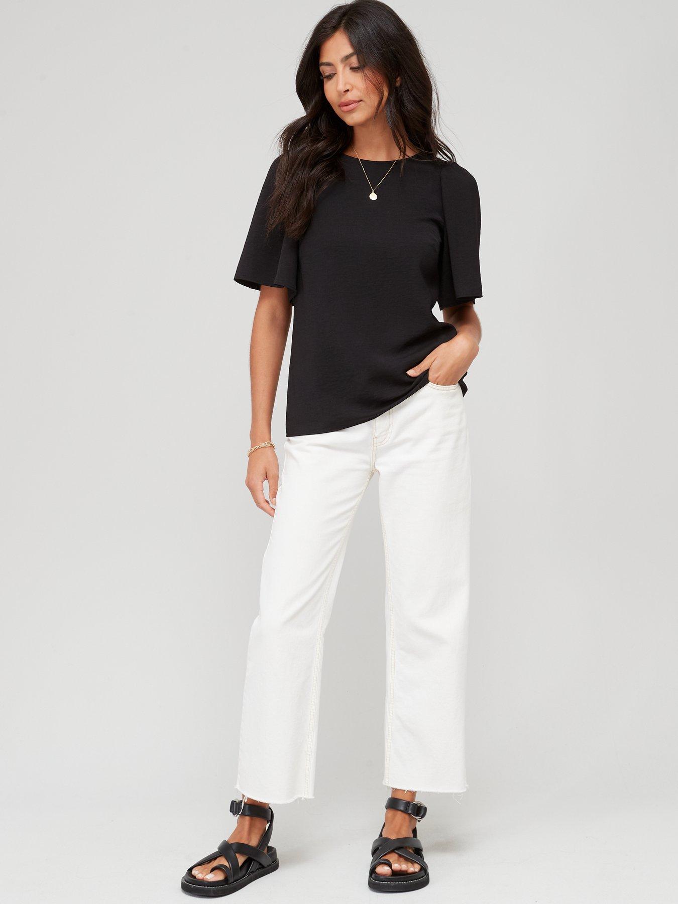 Image 3 of 6 of The Very Collection Angel Sleeve Blouse&nbsp;- Black
