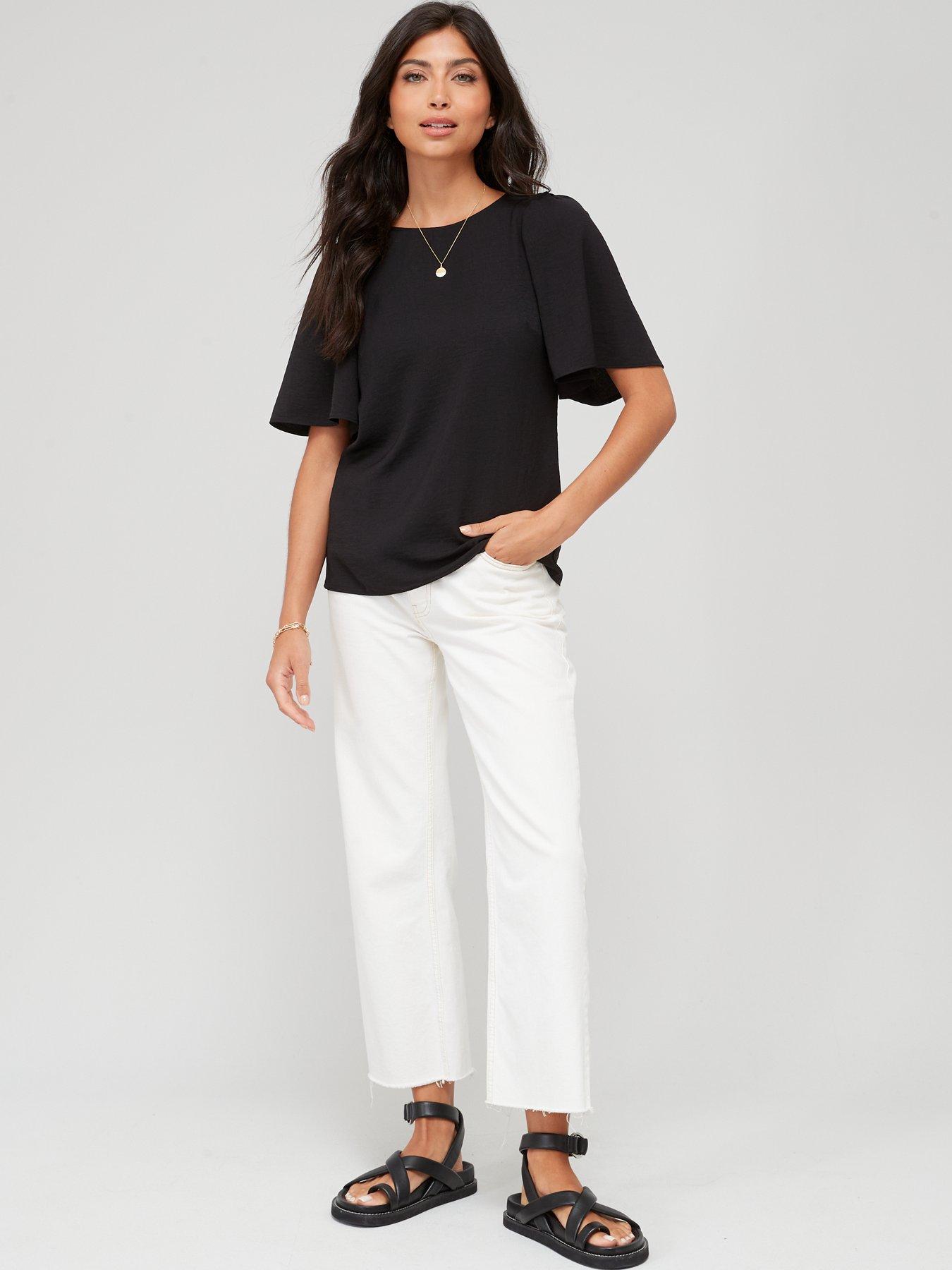 Image 5 of 6 of The Very Collection Angel Sleeve Blouse&nbsp;- Black