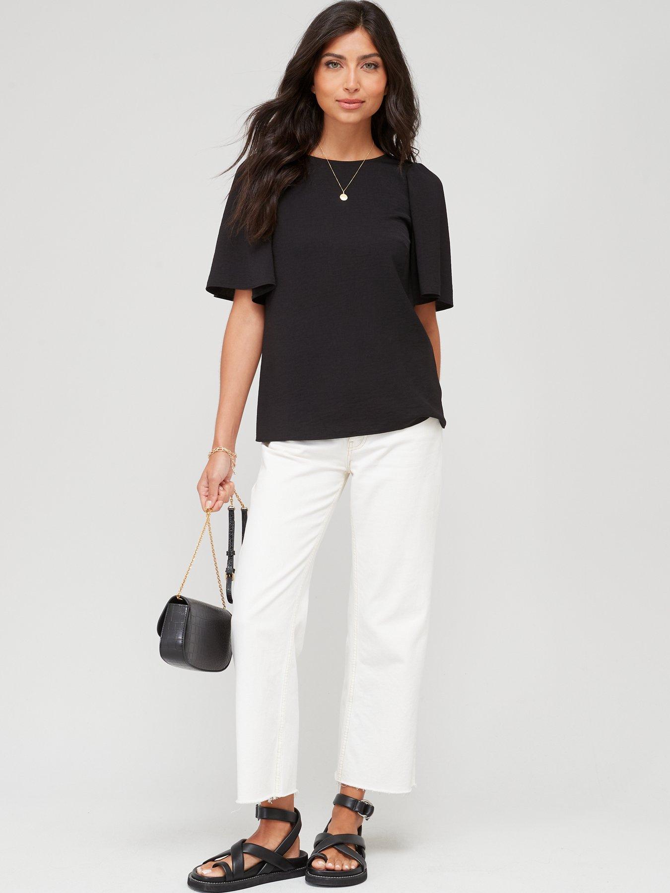 Image 6 of 6 of The Very Collection Angel Sleeve Blouse&nbsp;- Black