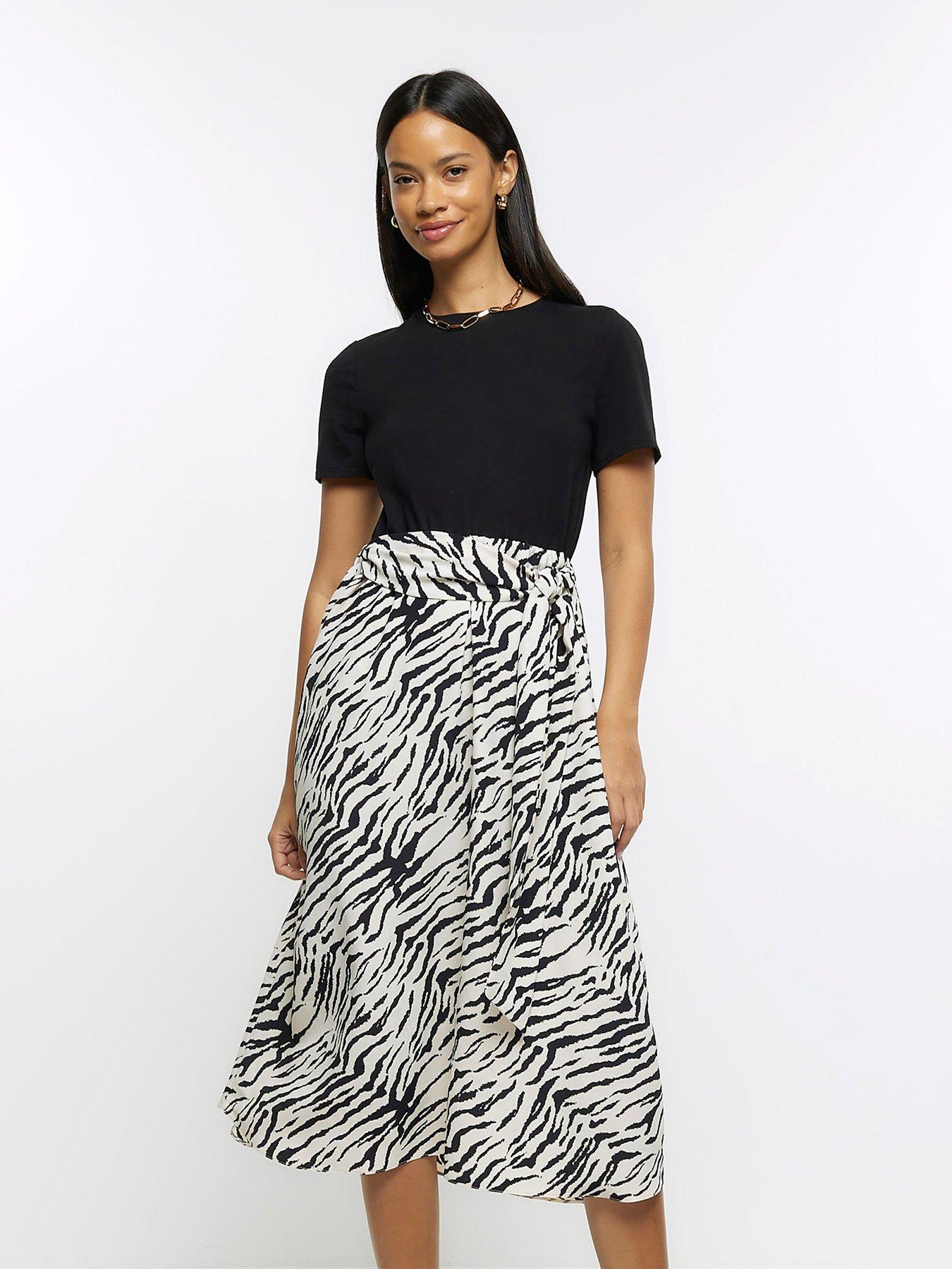 river-island-zebra-midi-dress-black