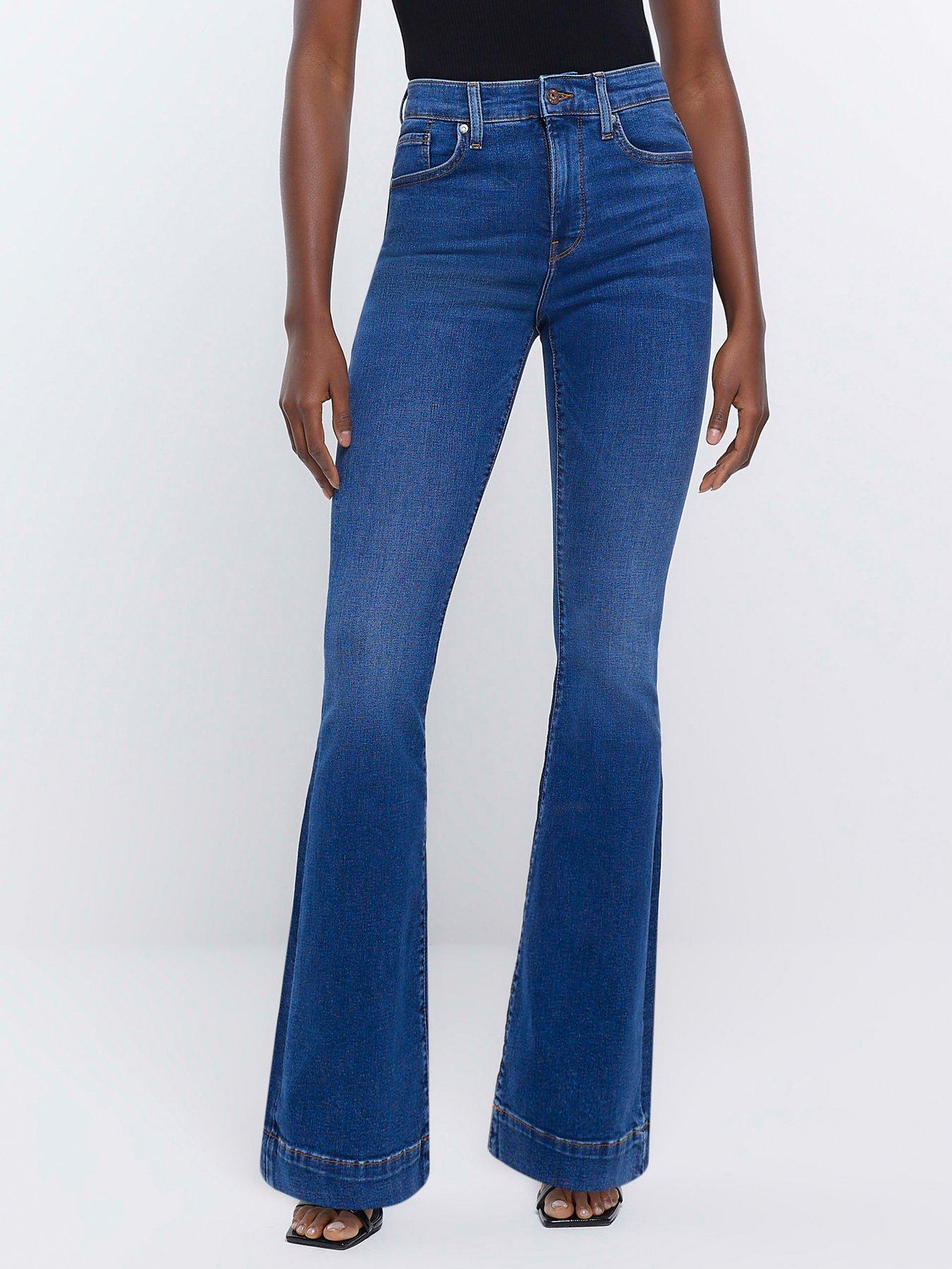 River Island Tall High Rise Flared Jeans - Blue