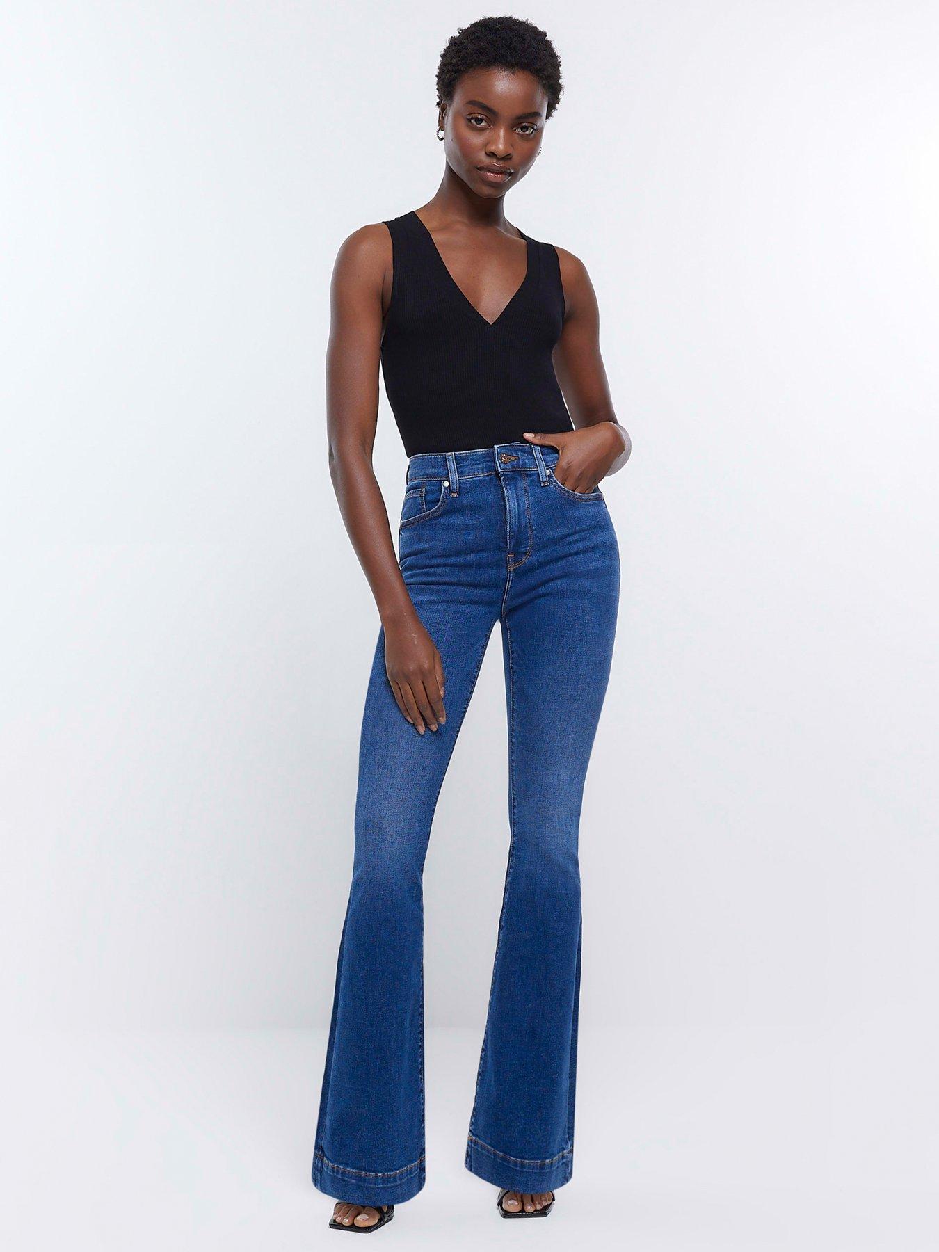 River Island Tall High Rise Flared Jeans - Blue