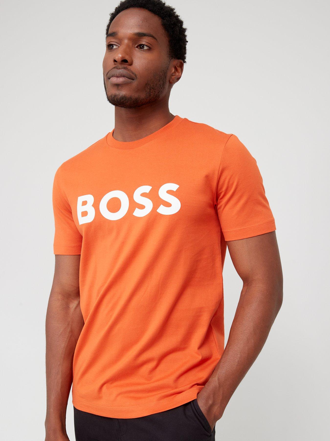 Orange hugo hot sale boss tshirt