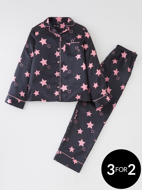 v-by-very-girls-star-print-satin-long-sleeve-pyjamas-blackpinknbsp