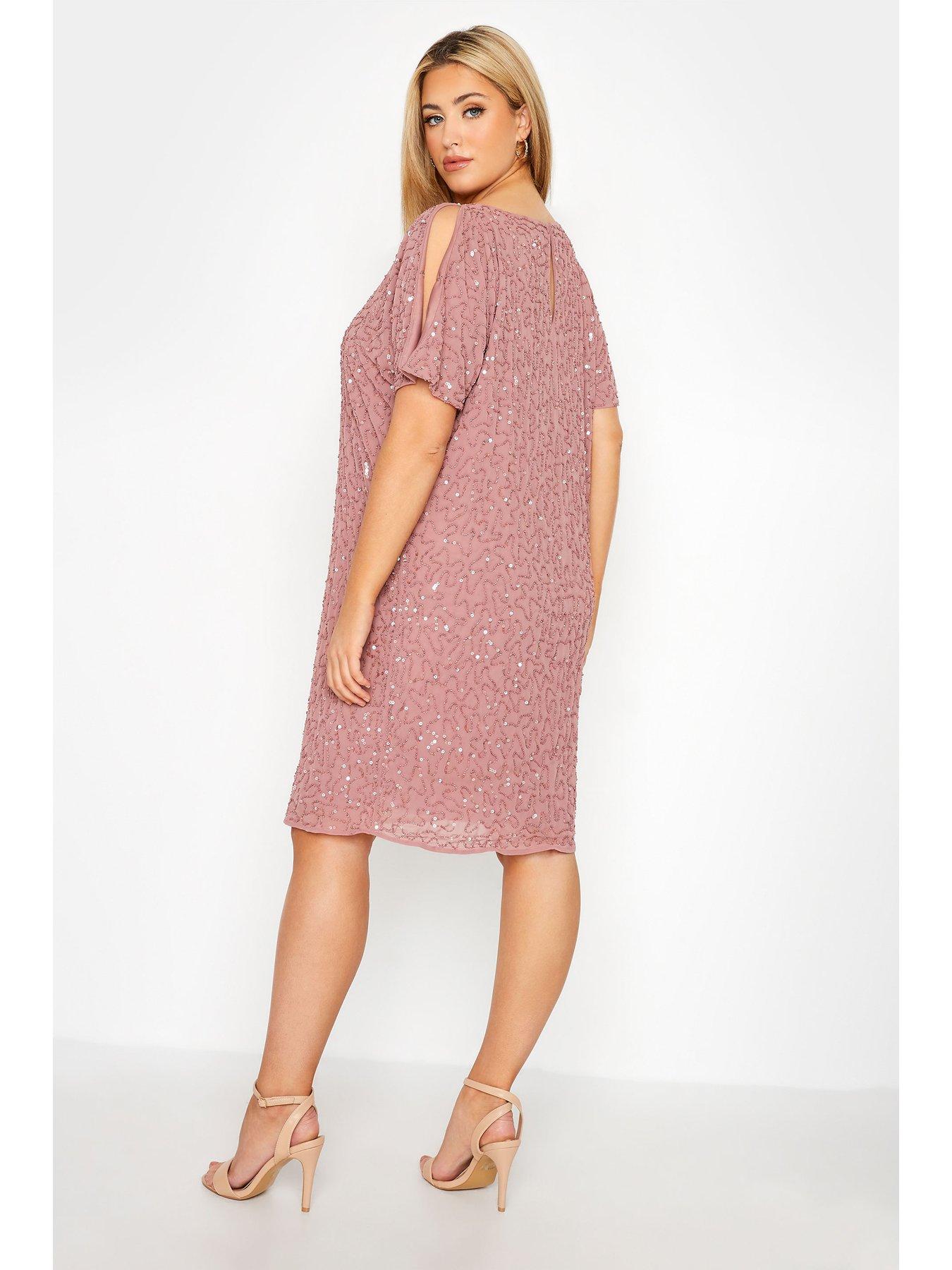 yours-embellished-cape-dress-pinkstillFront