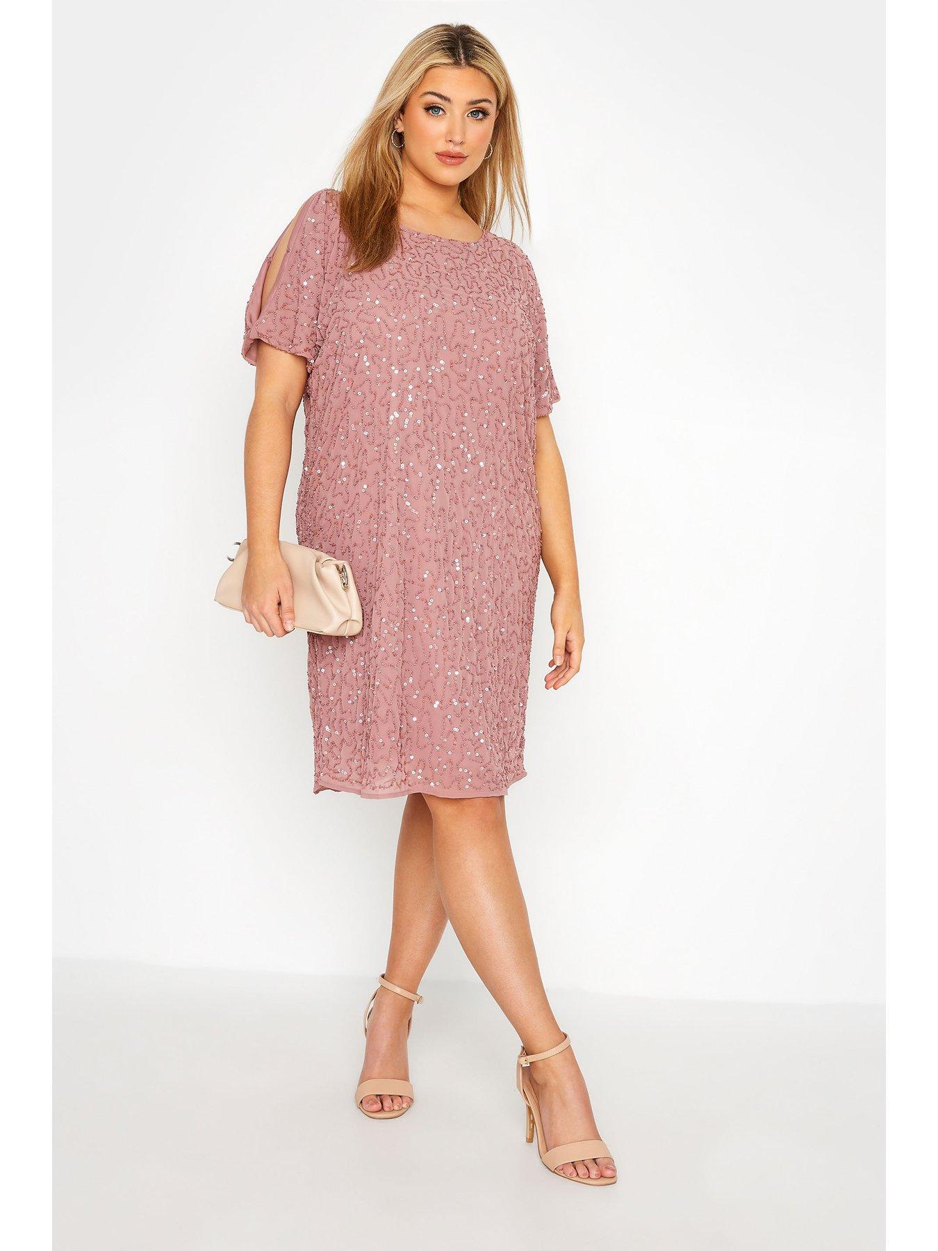 yours-embellished-cape-dress-pinkback