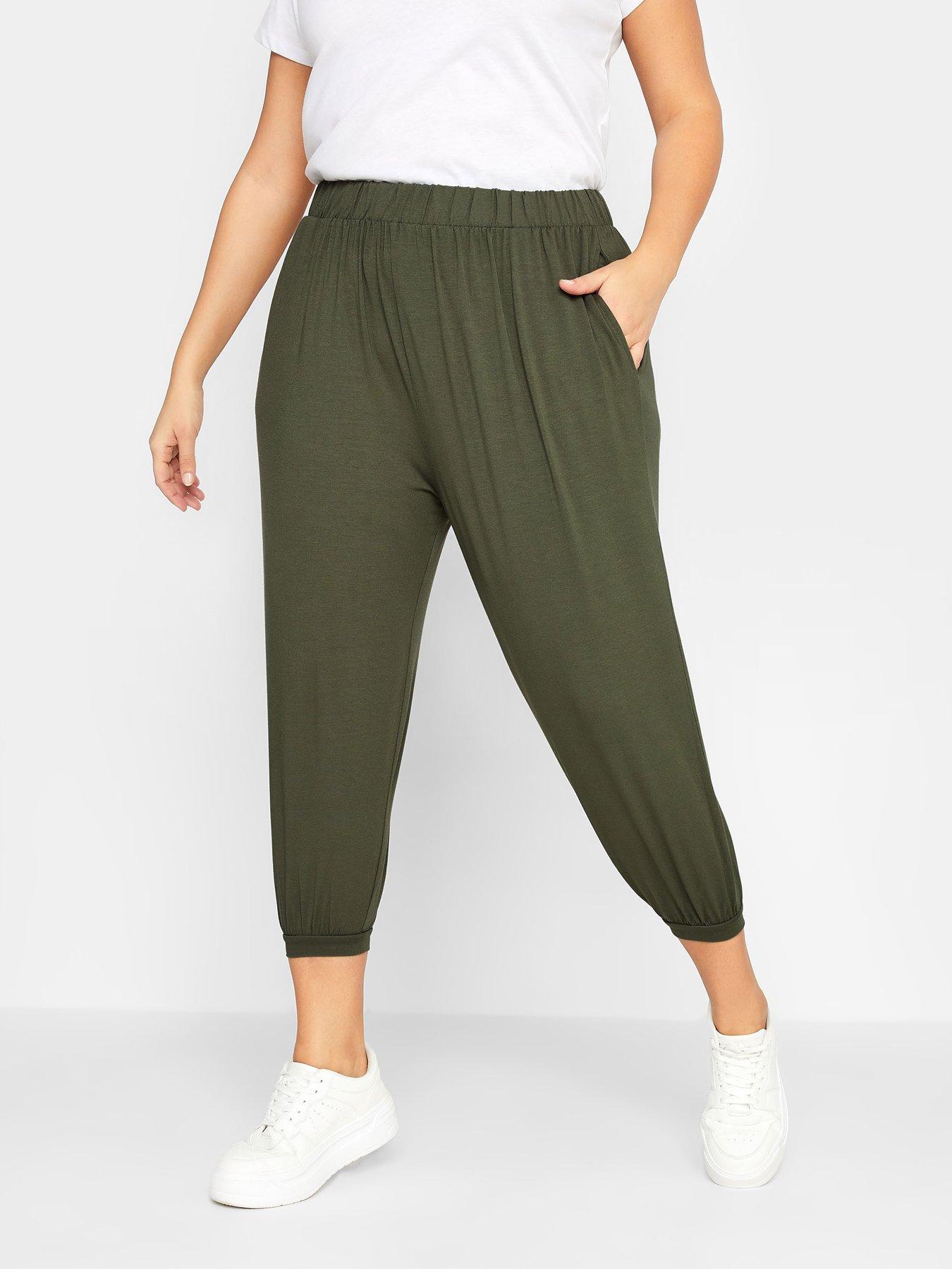 yours-jersey-crop-harem-khaki