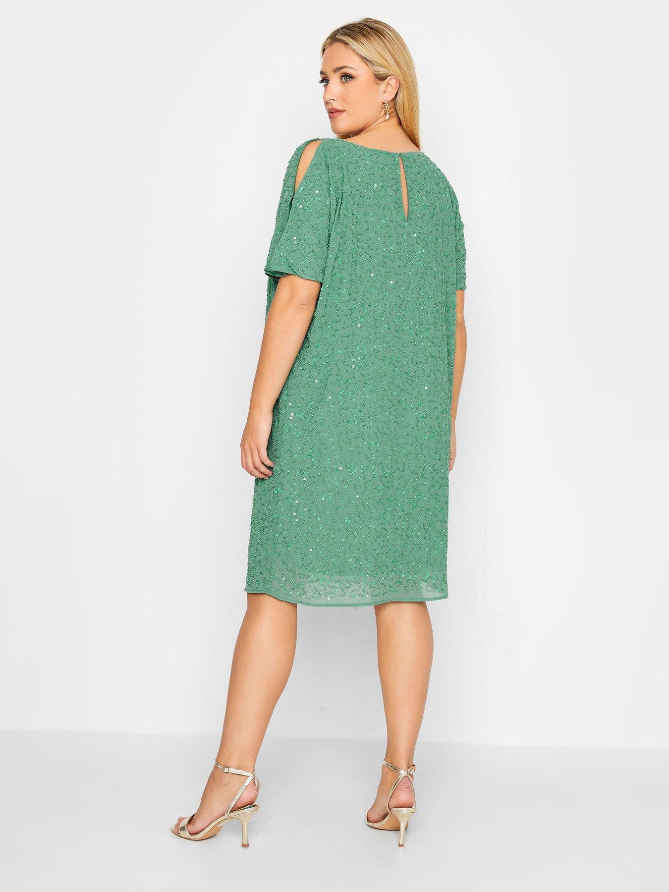 yours-luxe-embellished-cape-dress-greenstillFront