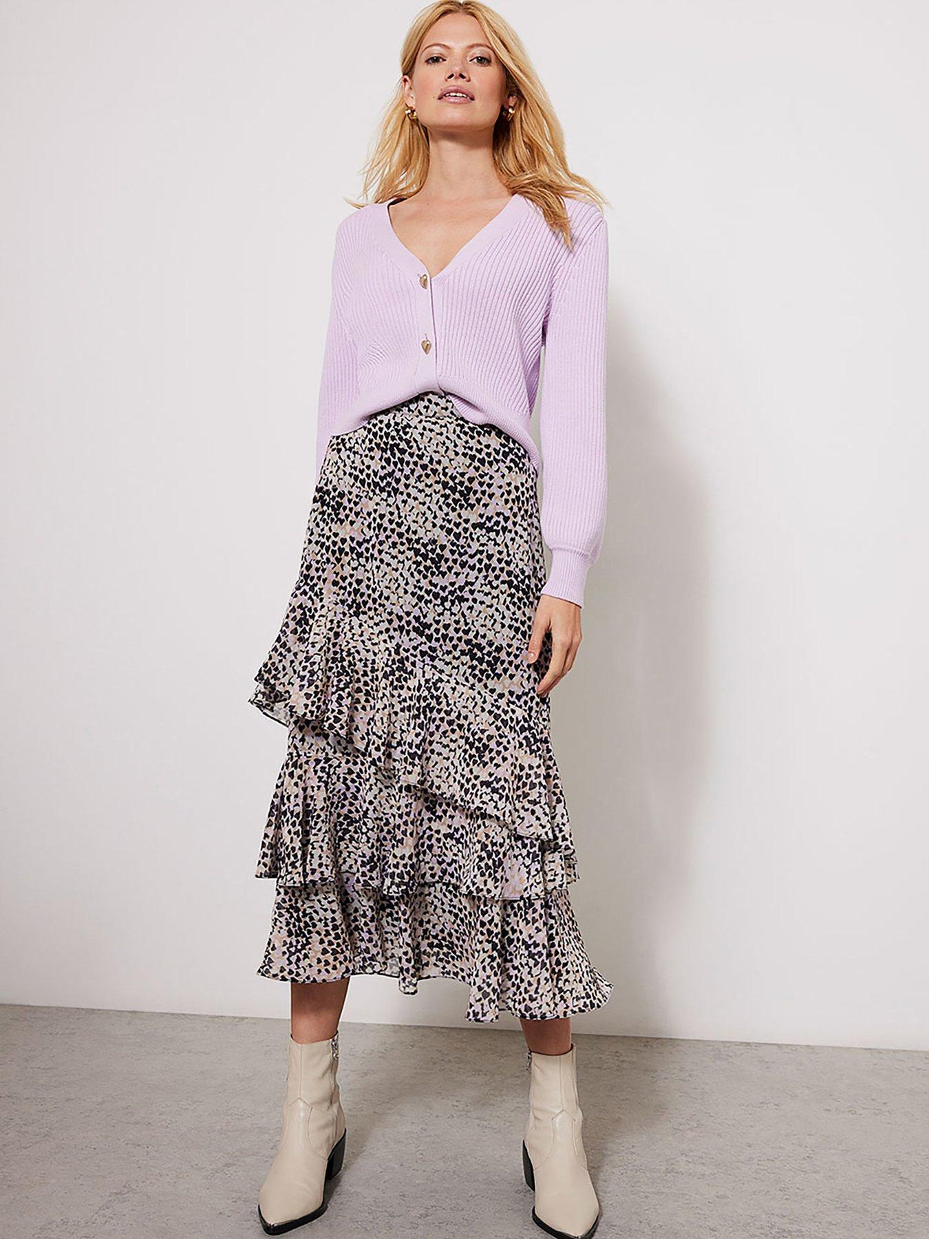 Willa Print Ruffle Midi Skirt