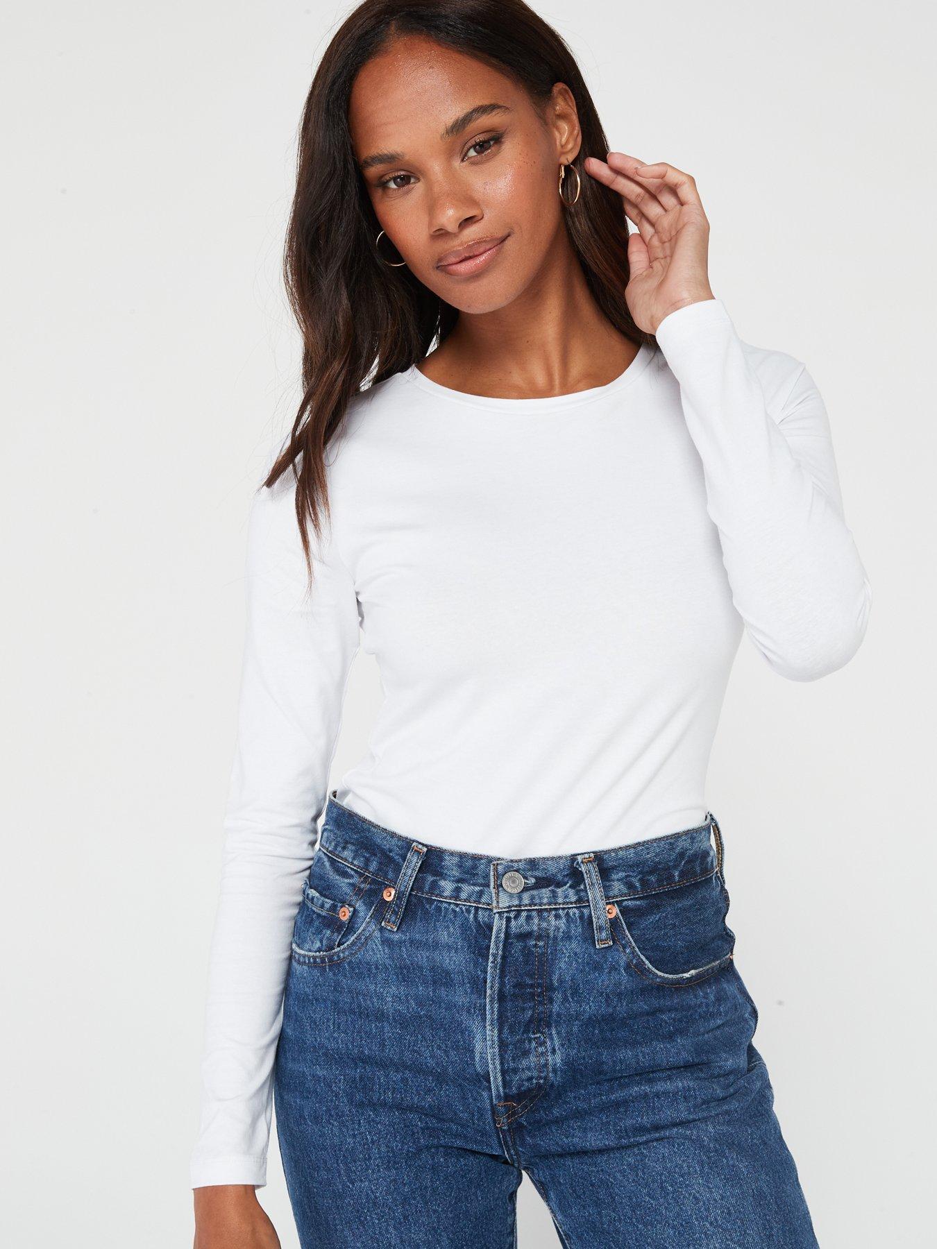 Image 2 of 7 of V by Very 2 Pack Long Sleeve Stretch&nbsp;Top- Black/White
