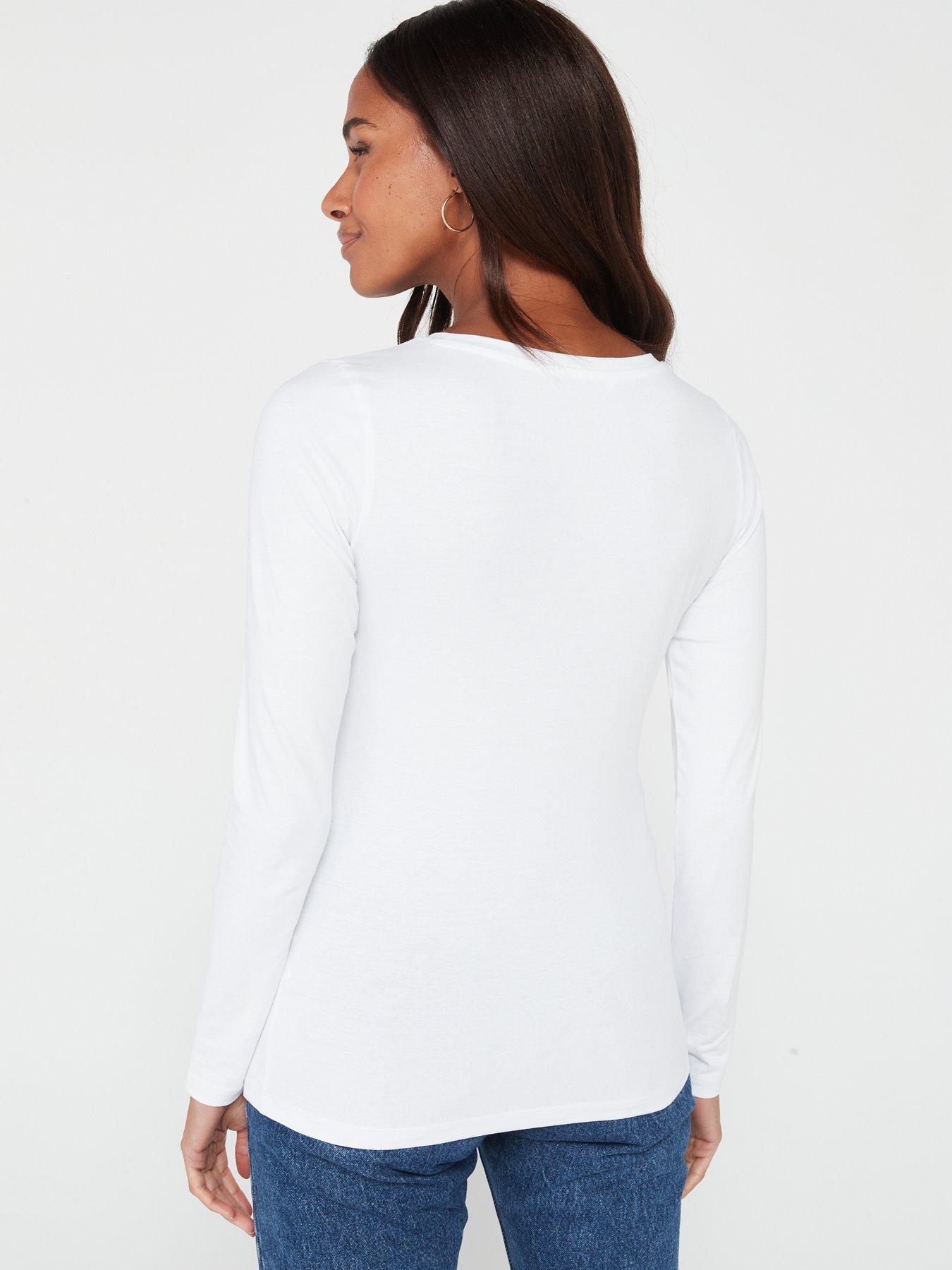 Image 3 of 7 of V by Very 2 Pack Long Sleeve Stretch&nbsp;Top- Black/White