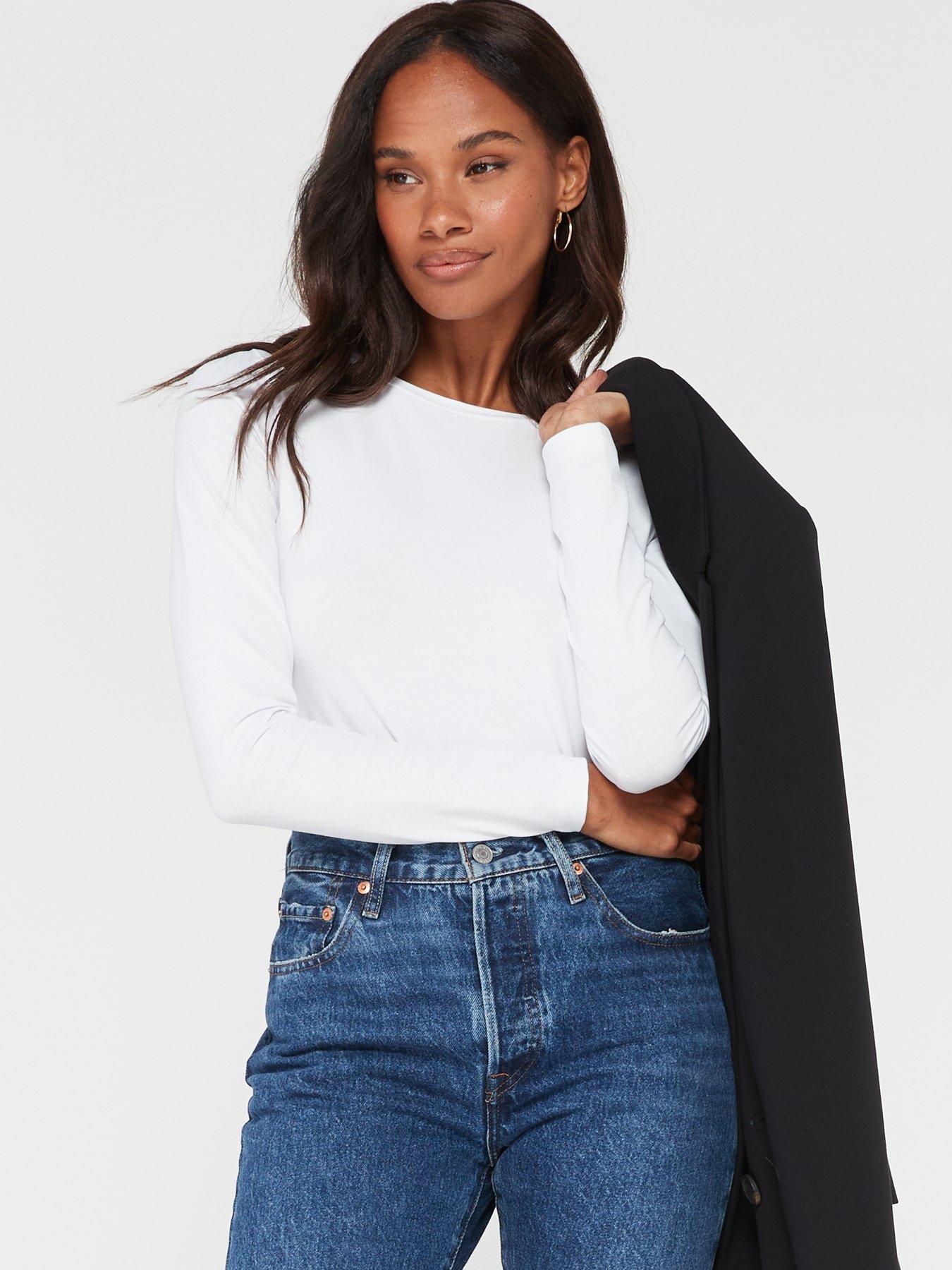 Image 5 of 7 of V by Very 2 Pack Long Sleeve Stretch&nbsp;Top- Black/White