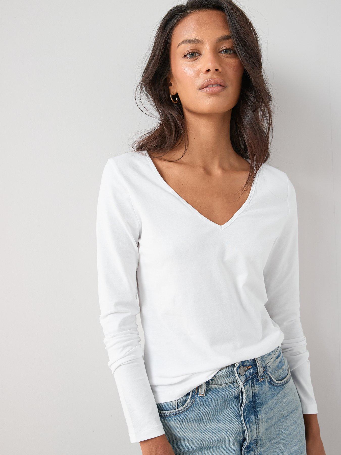 Image 7 of 7 of The Very Collection 2 Pack Stretch V-neck Long Sleeve T-shirt - Multi