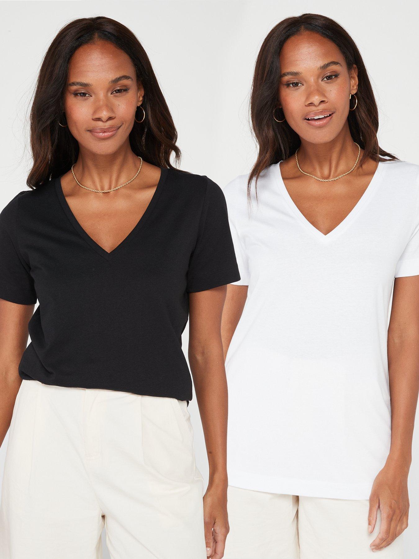 Image 1 of 7 of V by Very 2 Pack Basic V Neck T-Shirts - Multi