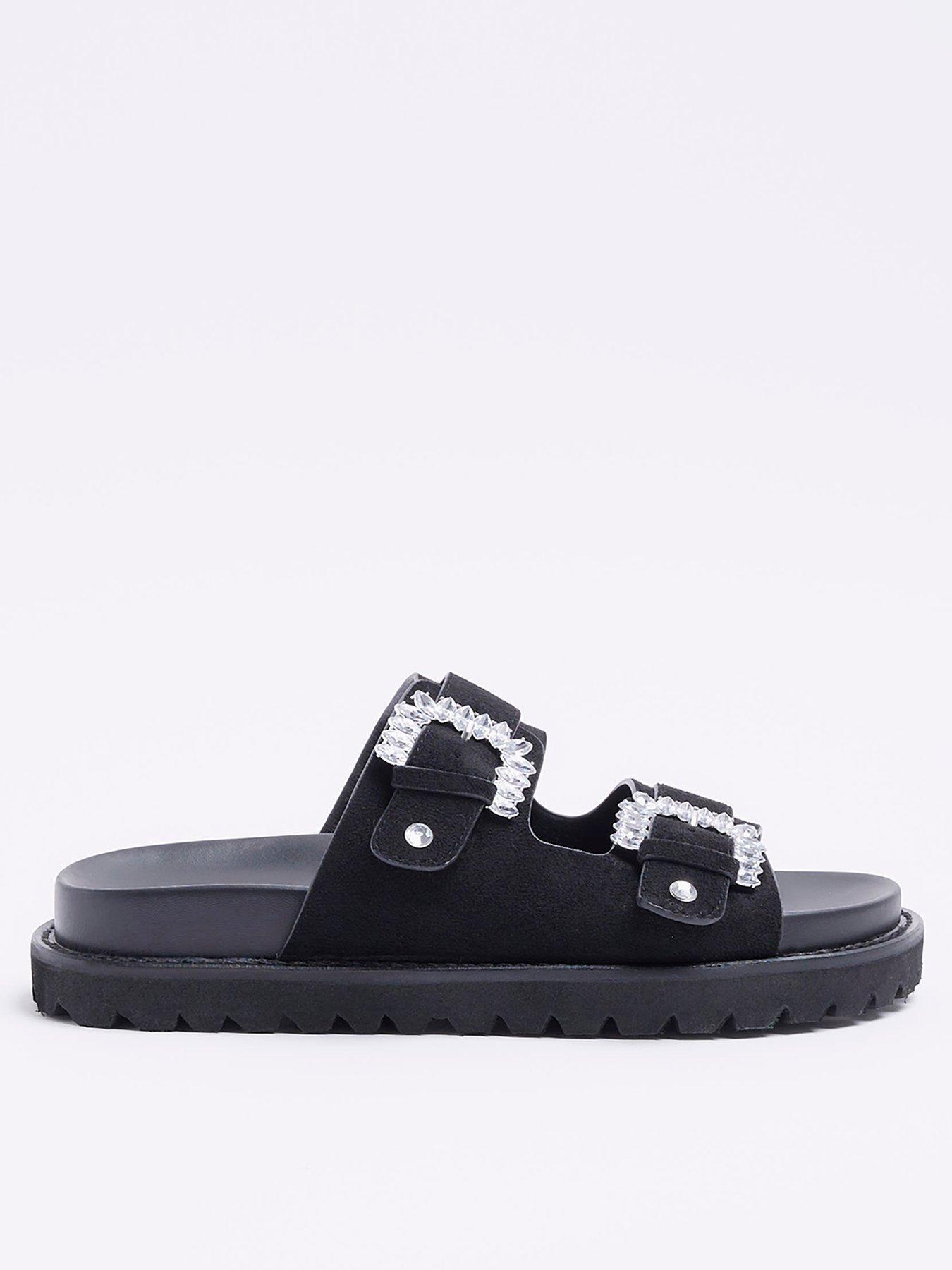 Black western hot sale buckle sandals