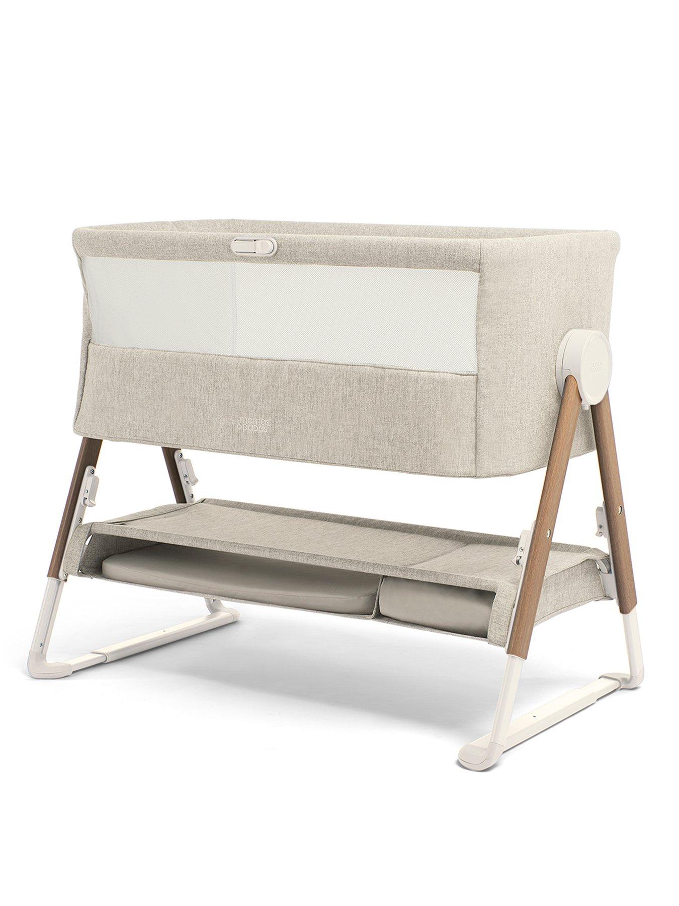 mamas-papas-lua-bedside-crib-beige