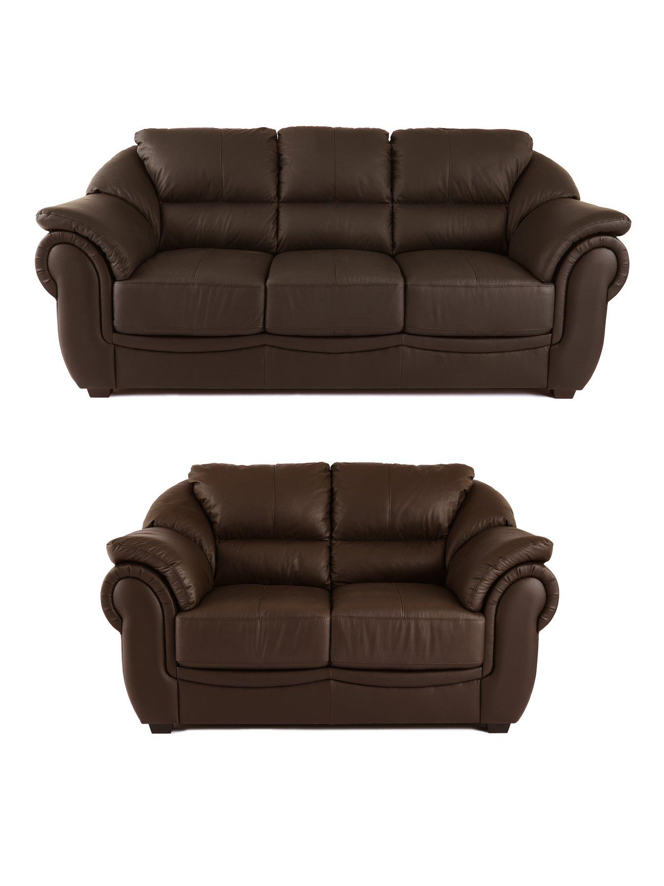 Very Home Naples Italian Leather 3 Seater + 2 Seater Sofa Set