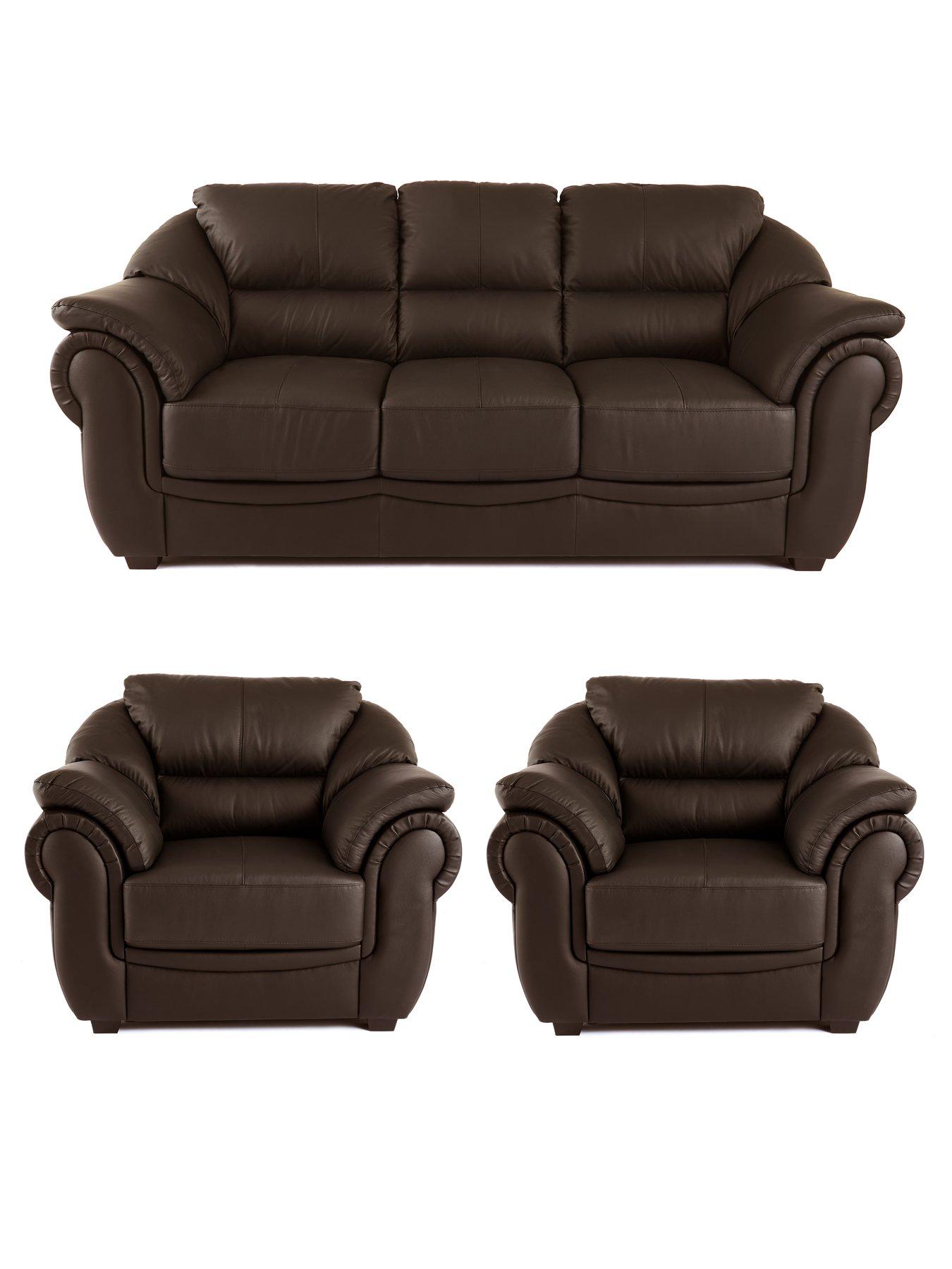Very Home Naples Italian Leather 3 Seater Sofa + 2 Chair Set