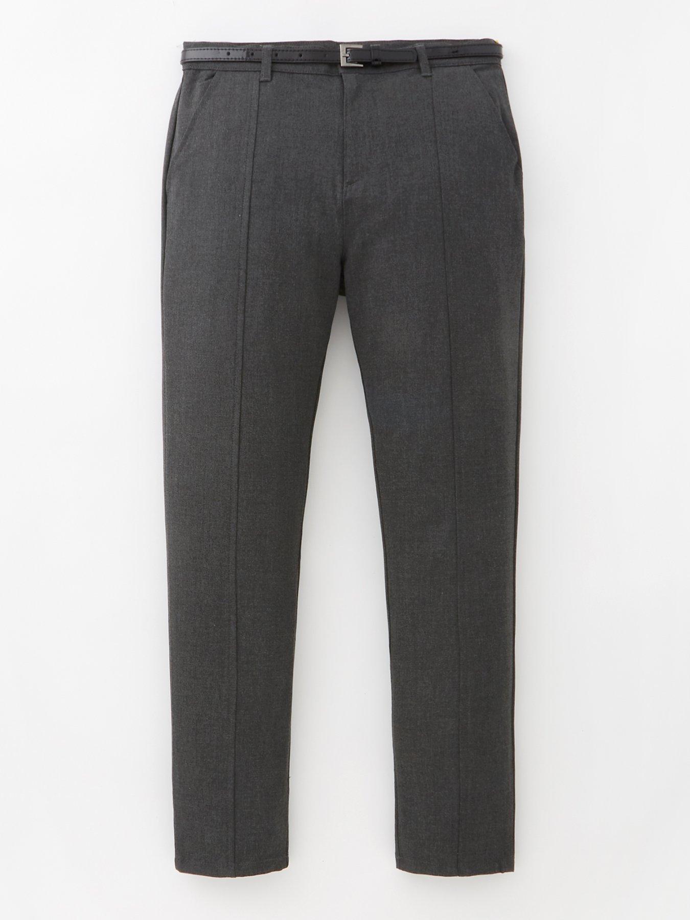 Image 2 of 6 of V by Very Girls Skinny Leg Belted School Trousers - Grey
