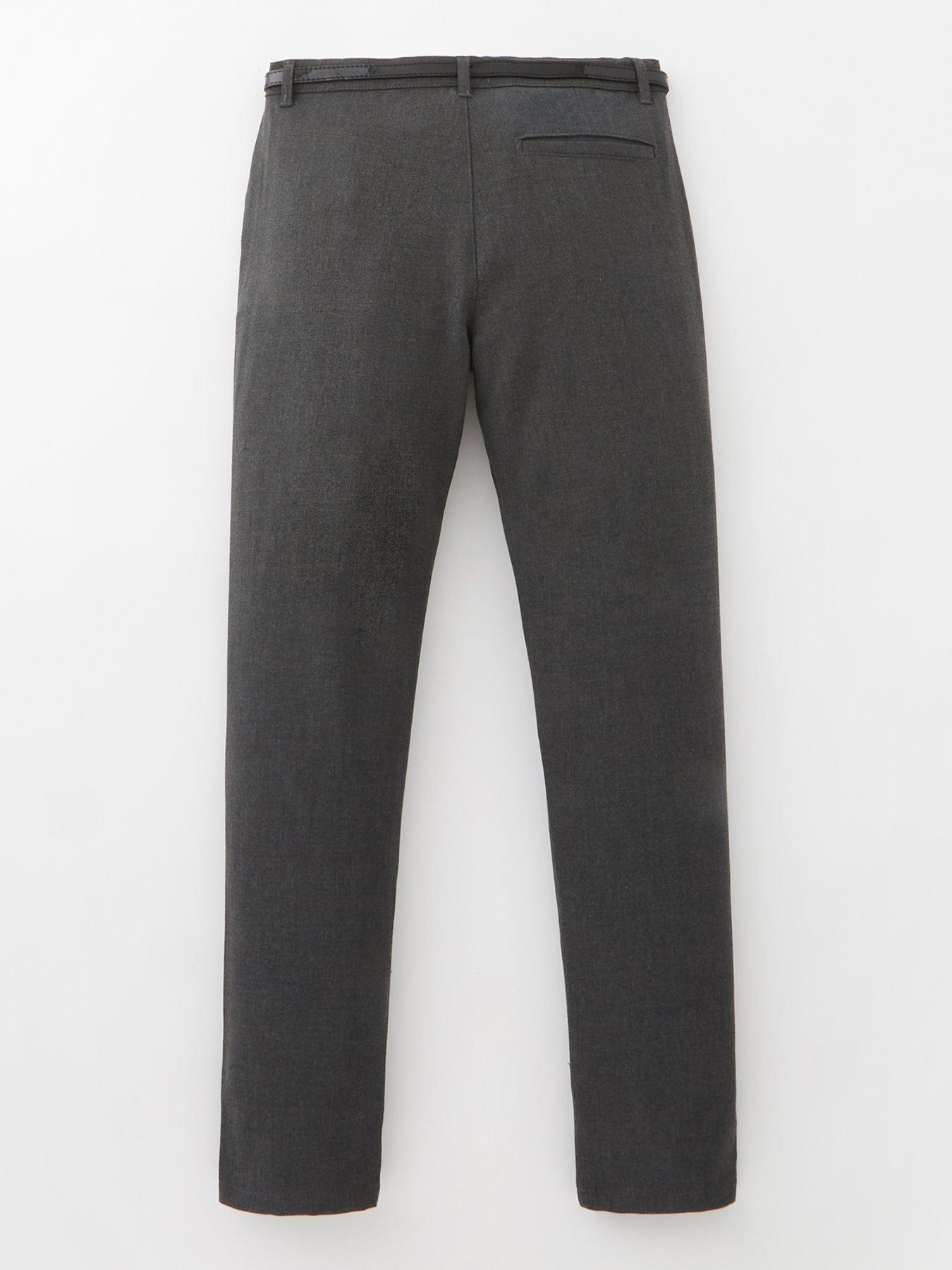 Image 3 of 6 of V by Very Girls Skinny Leg Belted School Trousers - Grey