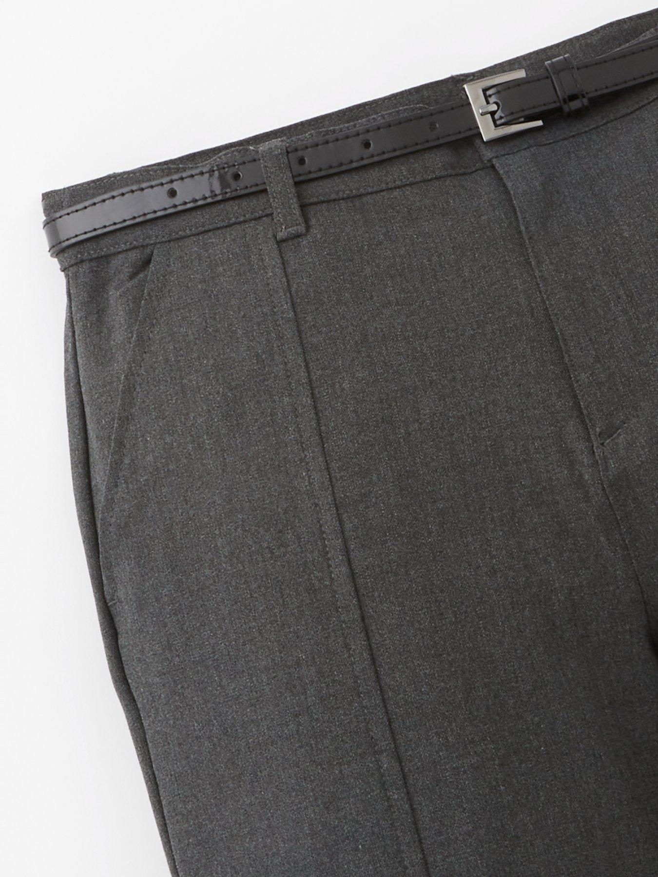 Image 4 of 6 of V by Very Girls Skinny Leg Belted School Trousers - Grey