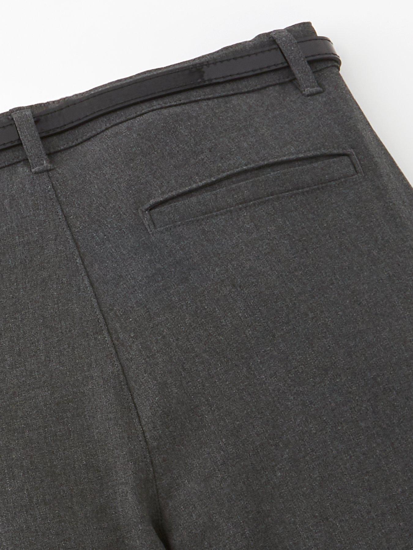 Image 5 of 6 of V by Very Girls Skinny Leg Belted School Trousers - Grey