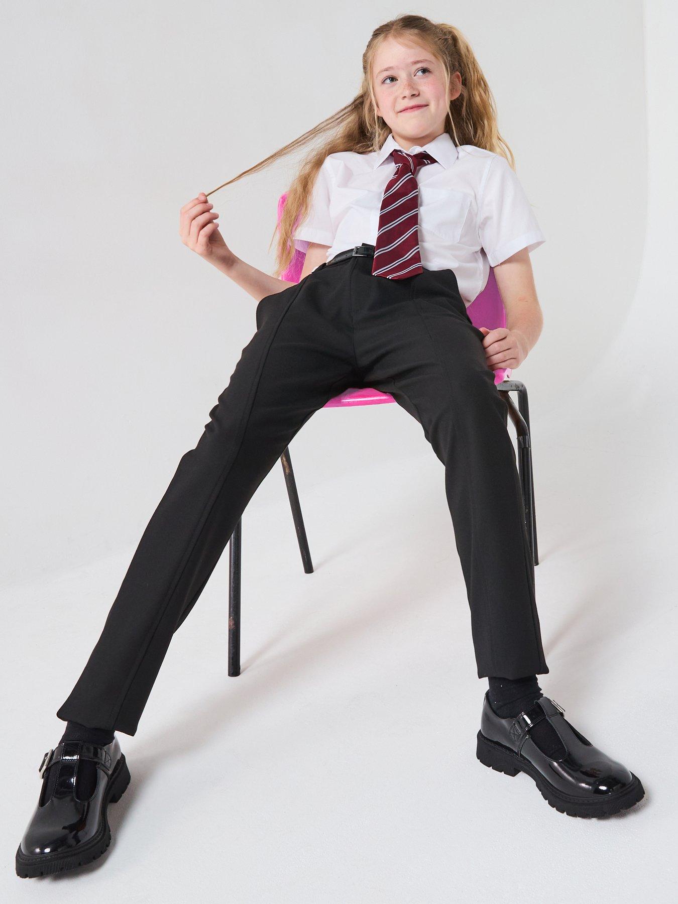 undefined Girls Skinny Leg Belted Trouser - Black