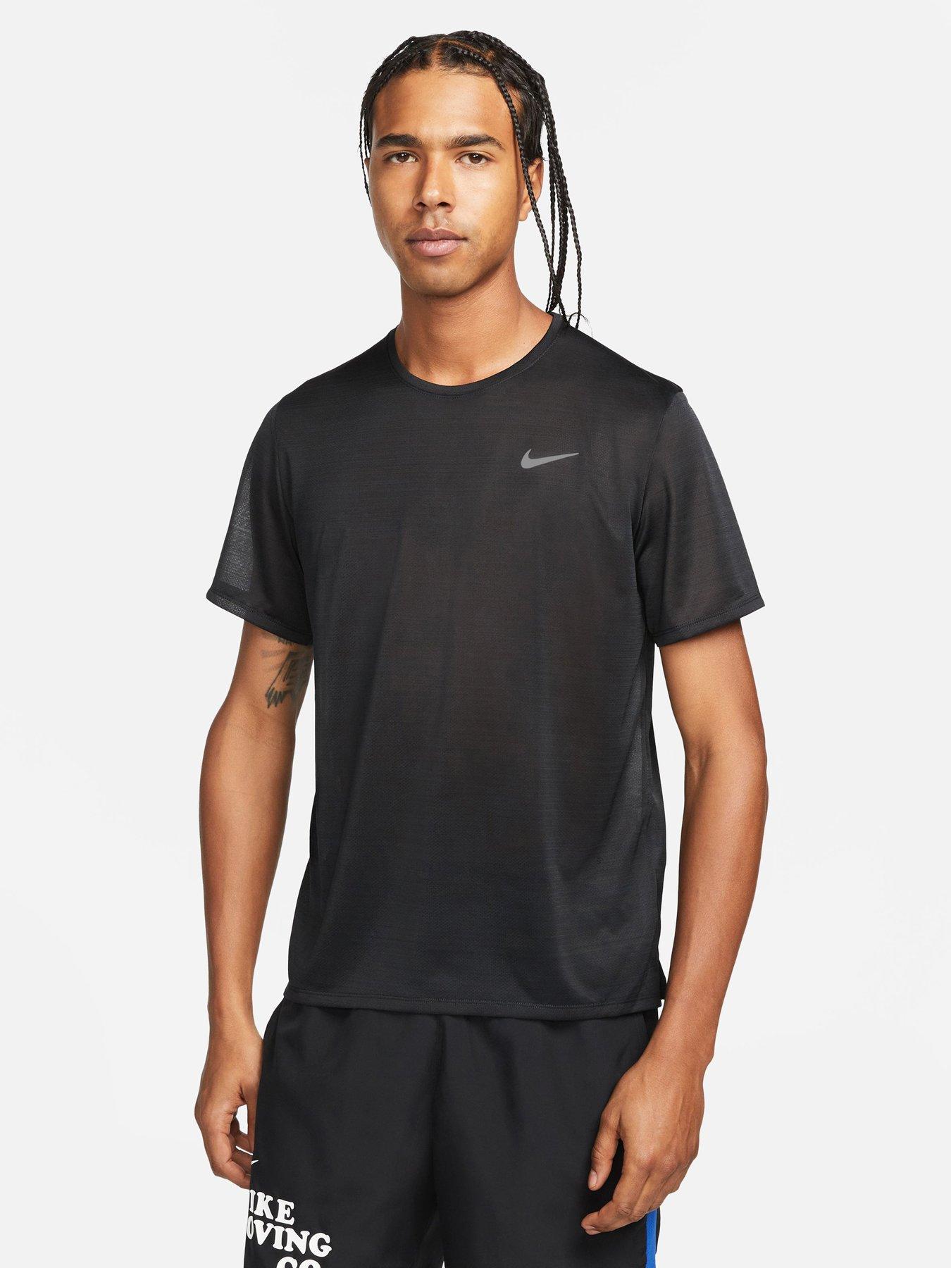 tirano referencia tienda Nike Dri-fit Running Miler Breathe T-shirt - Black | Very Ireland
