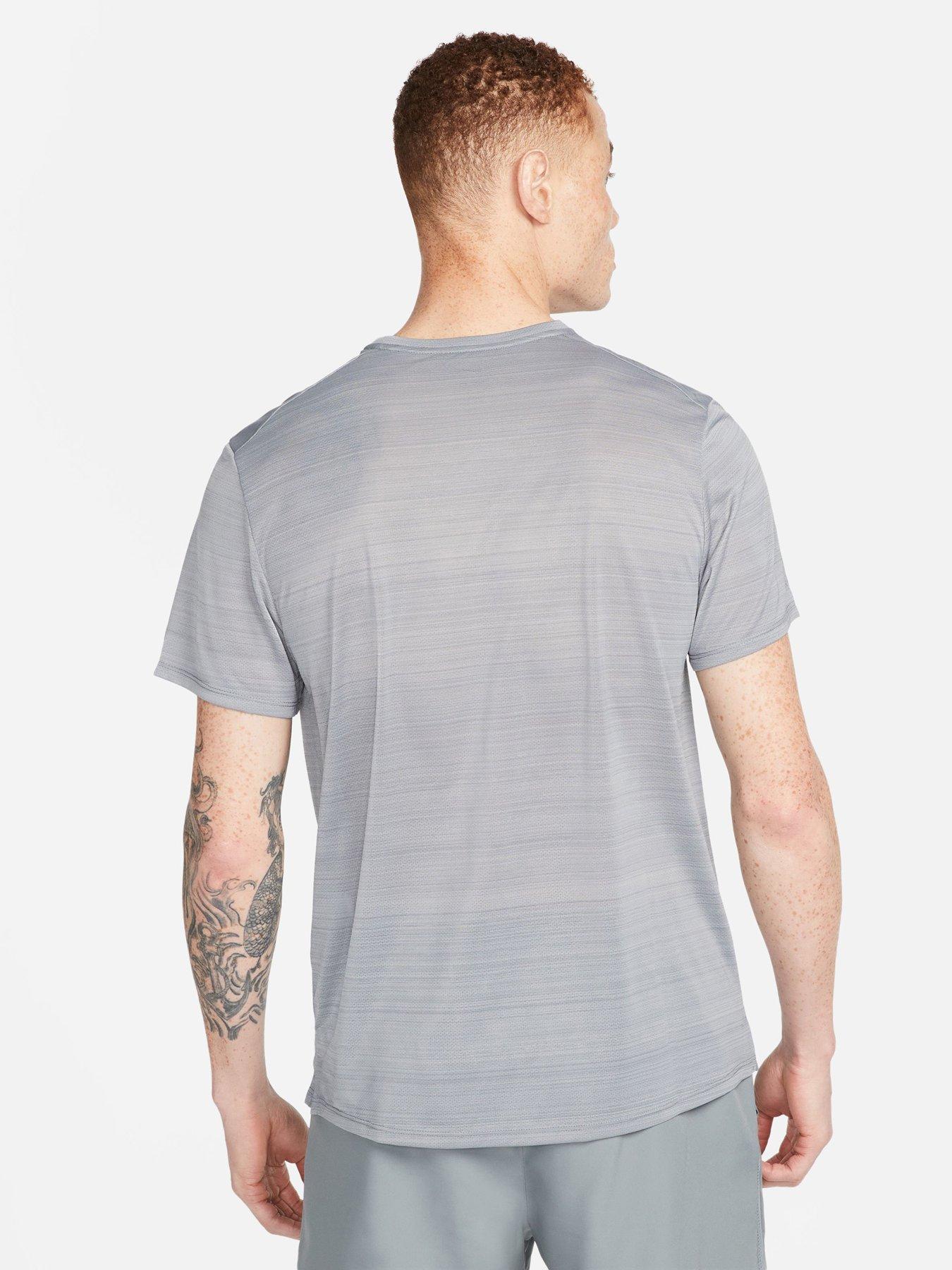 Nike Men's Dri-Fit Running Miler Breathe T-Shirt GREY | Very