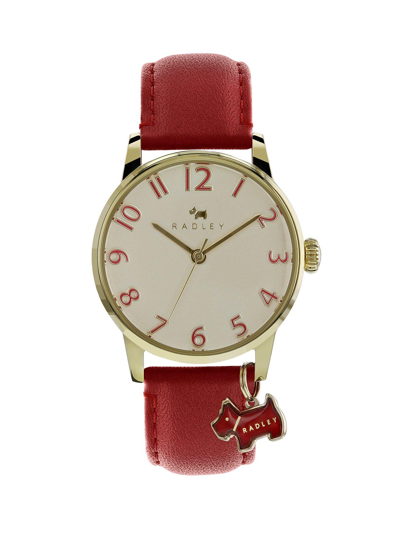Radley Ladies Pale Gold Case With Red Strap Watch